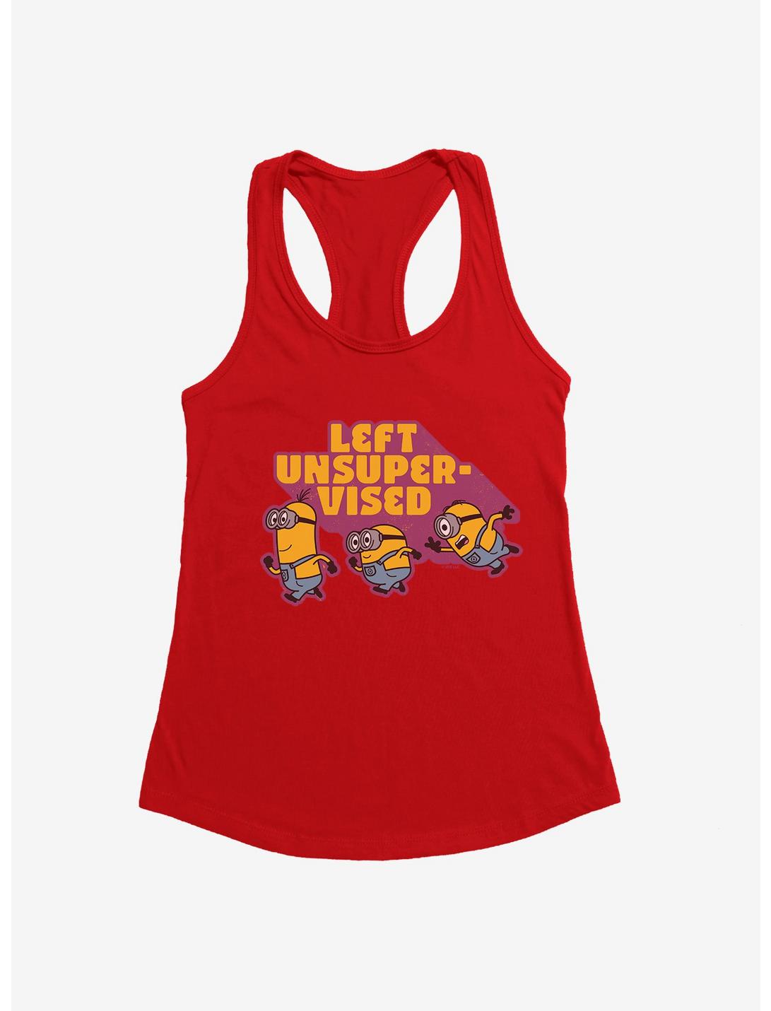 Minions Left Unsupervised Womens Tank Top, RED, hi-res