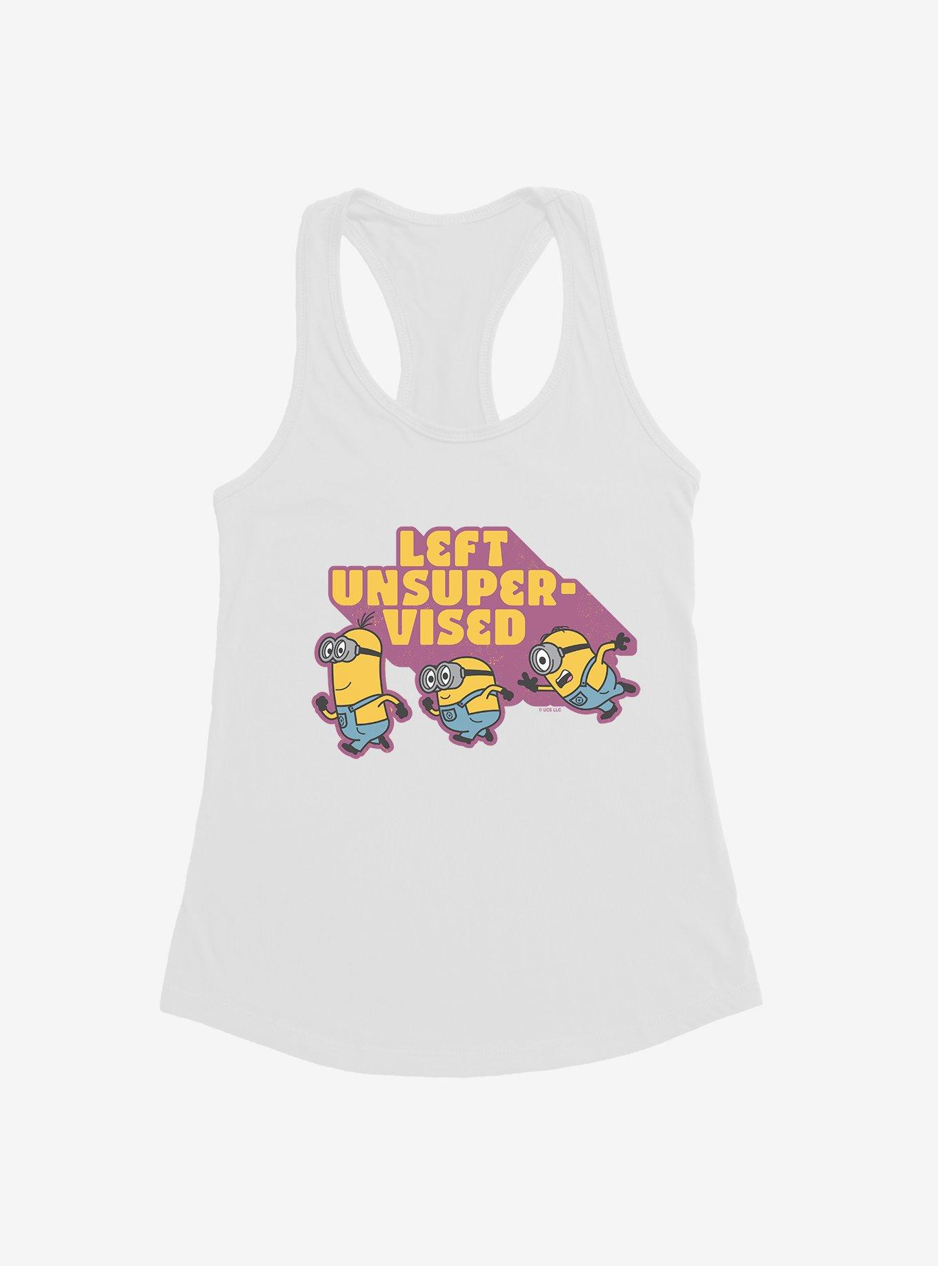 Minions Left Unsupervised Womens Tank Top, WHITE, hi-res
