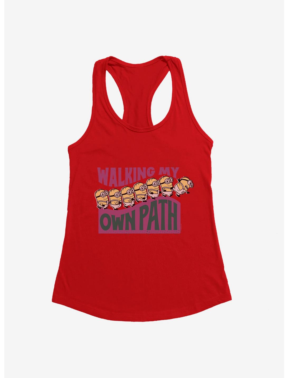 Minions On My Own Path Womens Tank Top, RED, hi-res