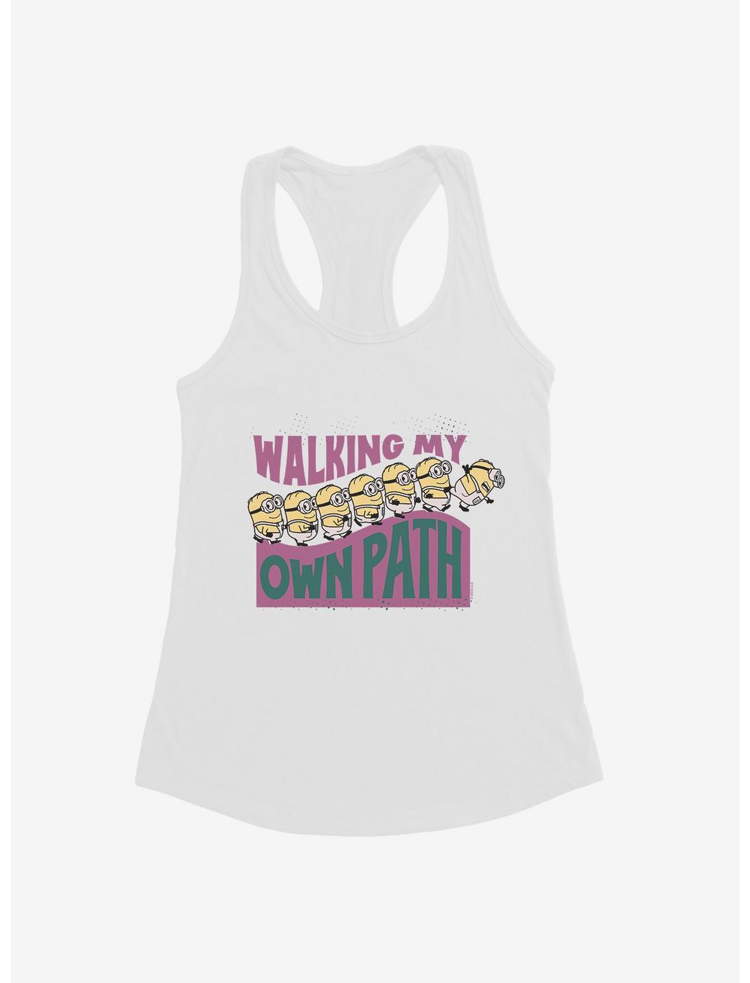 Minions On My Own Path Womens Tank Top, WHITE, hi-res
