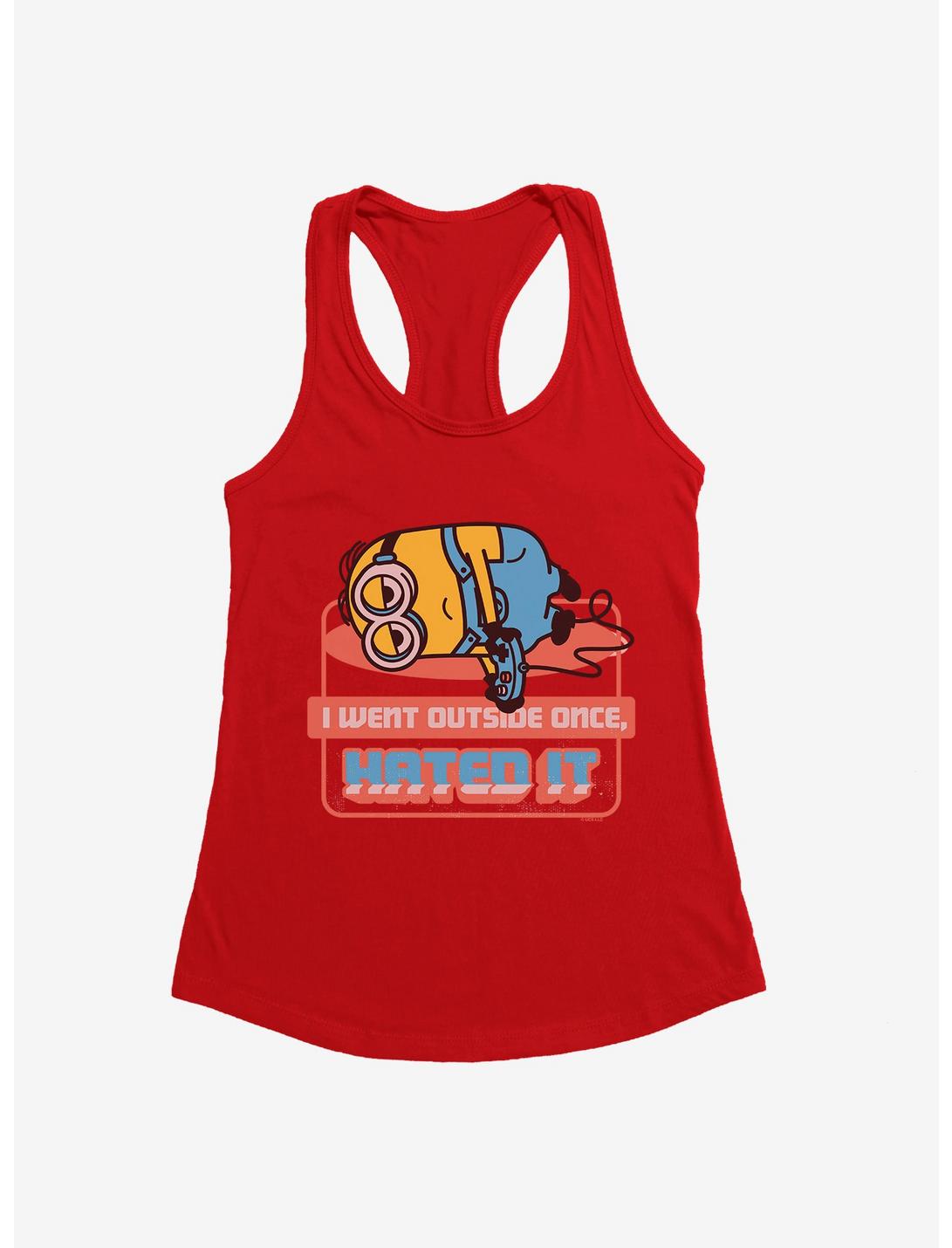 Minions Stay Inside Womens Tank Top, RED, hi-res
