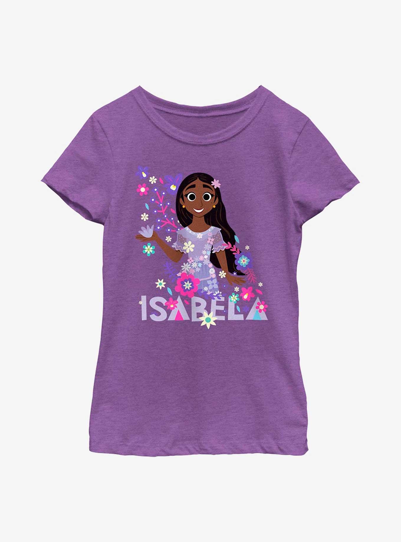 Disney Encanto Isabela Floral Youth Girls T-Shirt, PURPLE BERRY, hi-res
