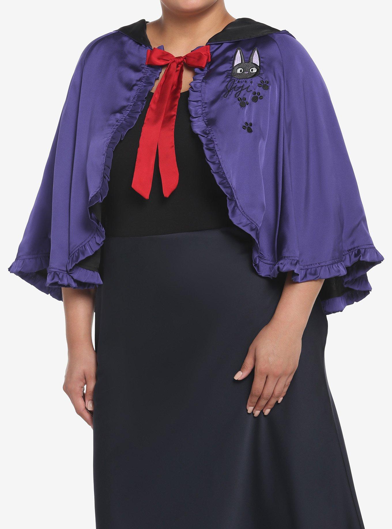 Her Universe Studio Ghibli Kiki's Delivery Service Jiji Capelet Plus Size, DARK PURPLE, hi-res