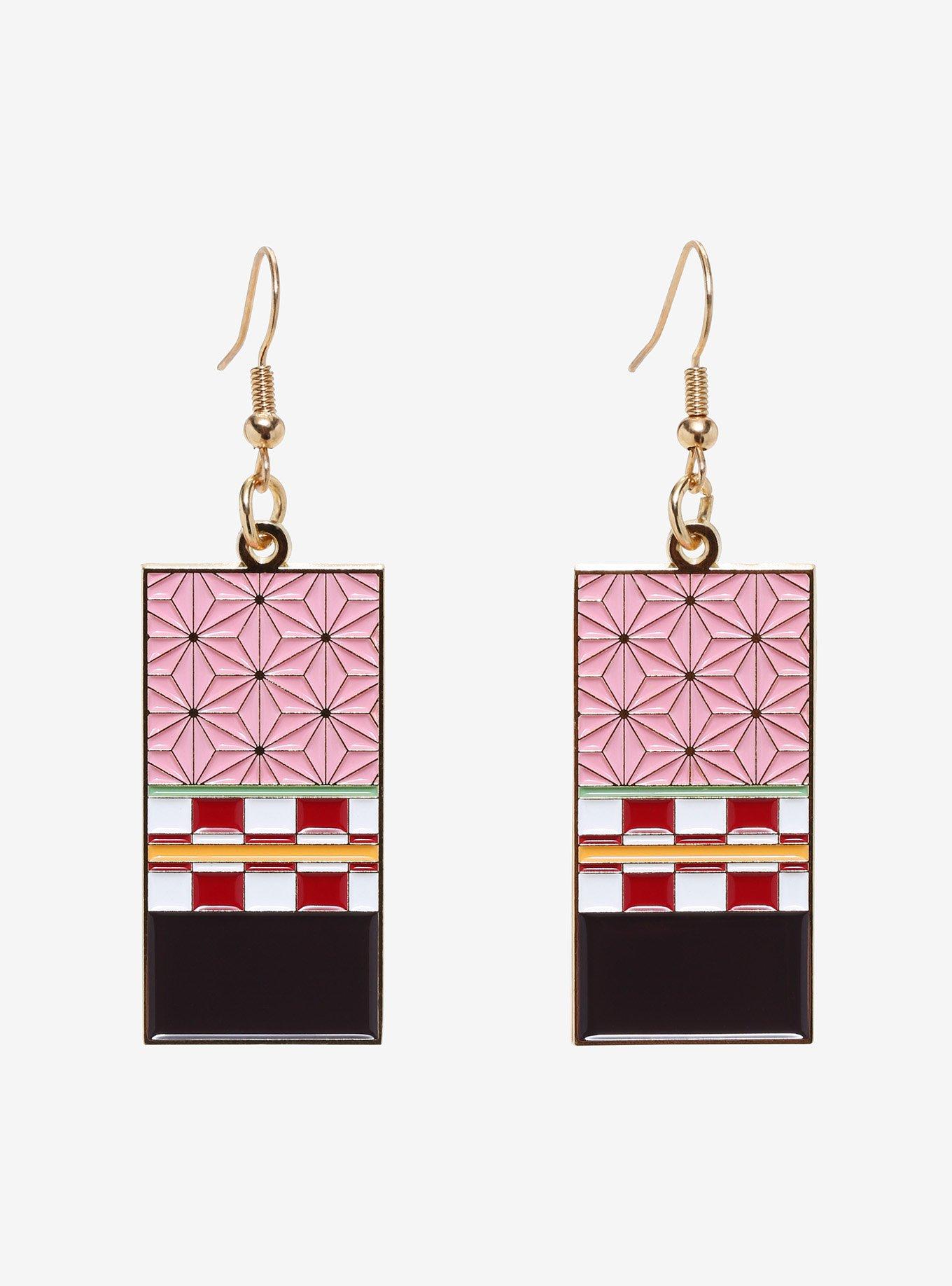 Demon Slayer: Kimetsu No Yaiba Nezuko Kimono Tag Earrings, , hi-res