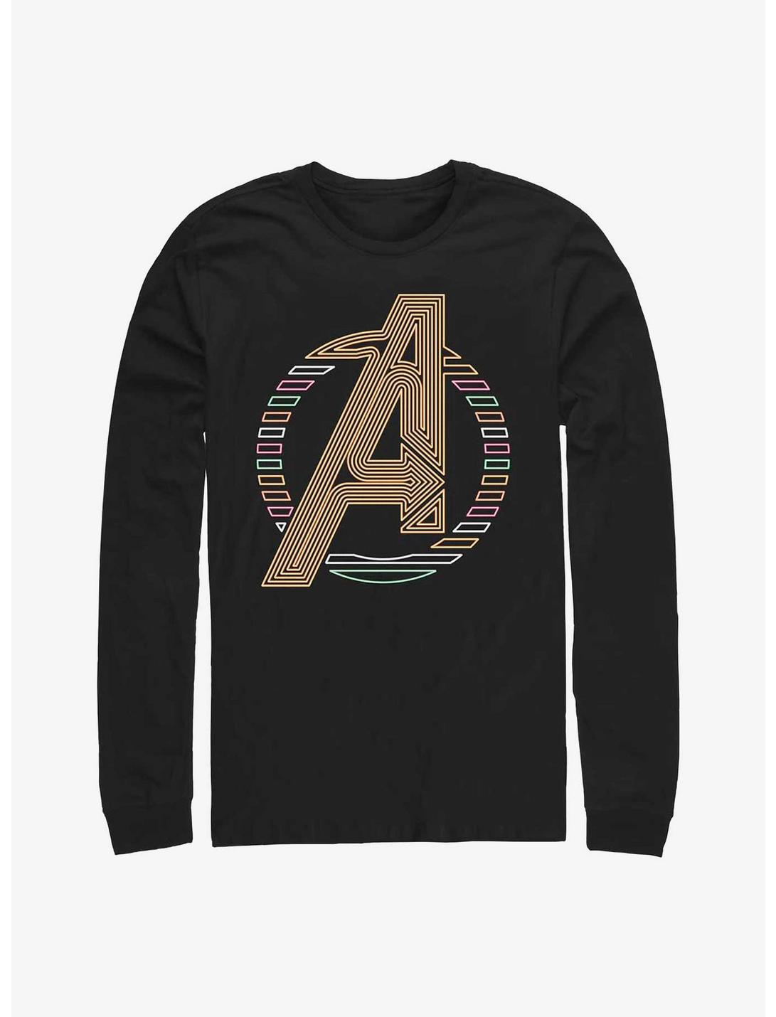 Marvel Avengers Neon Avengers Icon Long-Sleeve T-Shirt, BLACK, hi-res