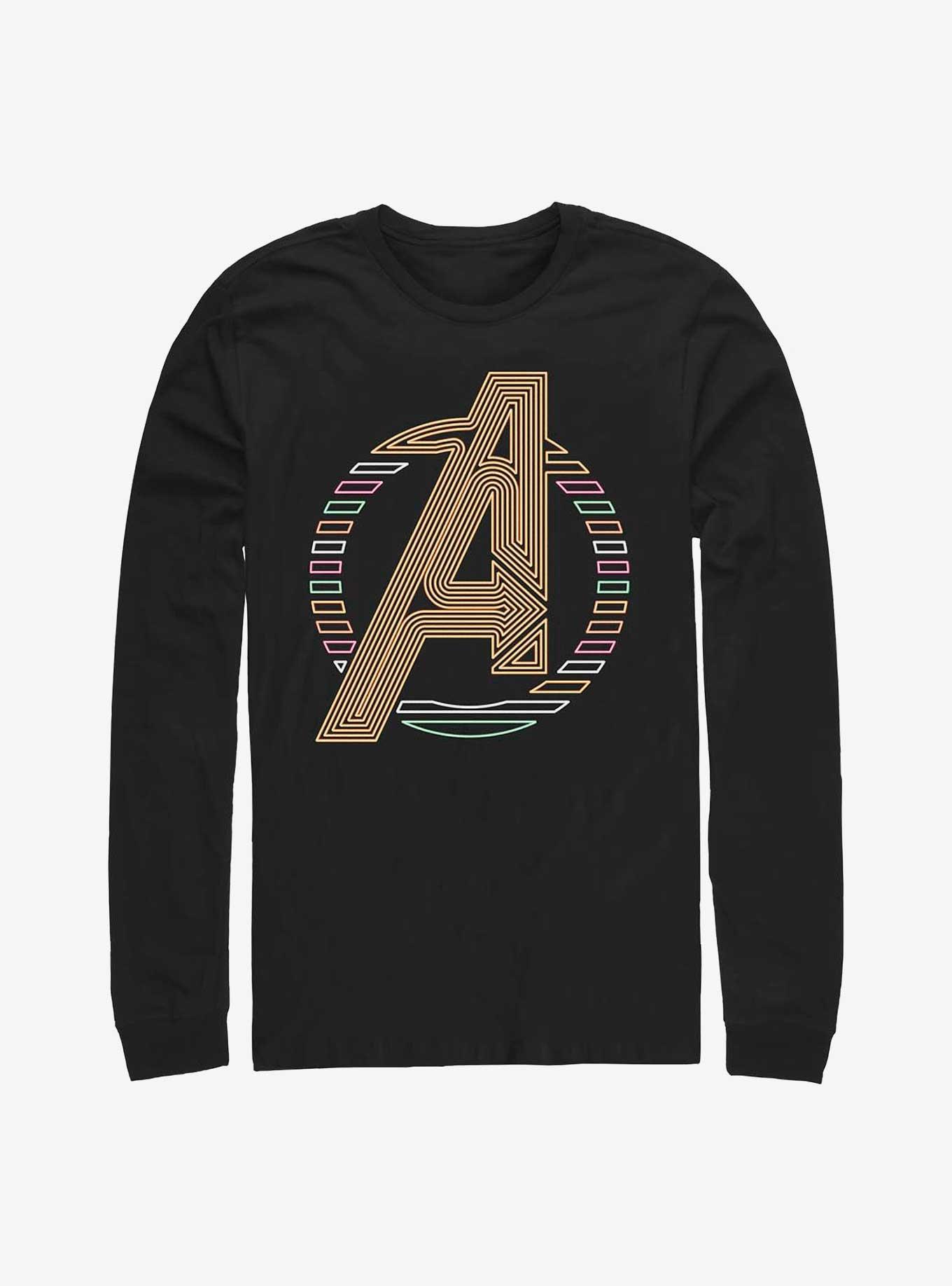 Marvel Avengers Neon Avengers Icon Long-Sleeve T-Shirt, BLACK, hi-res