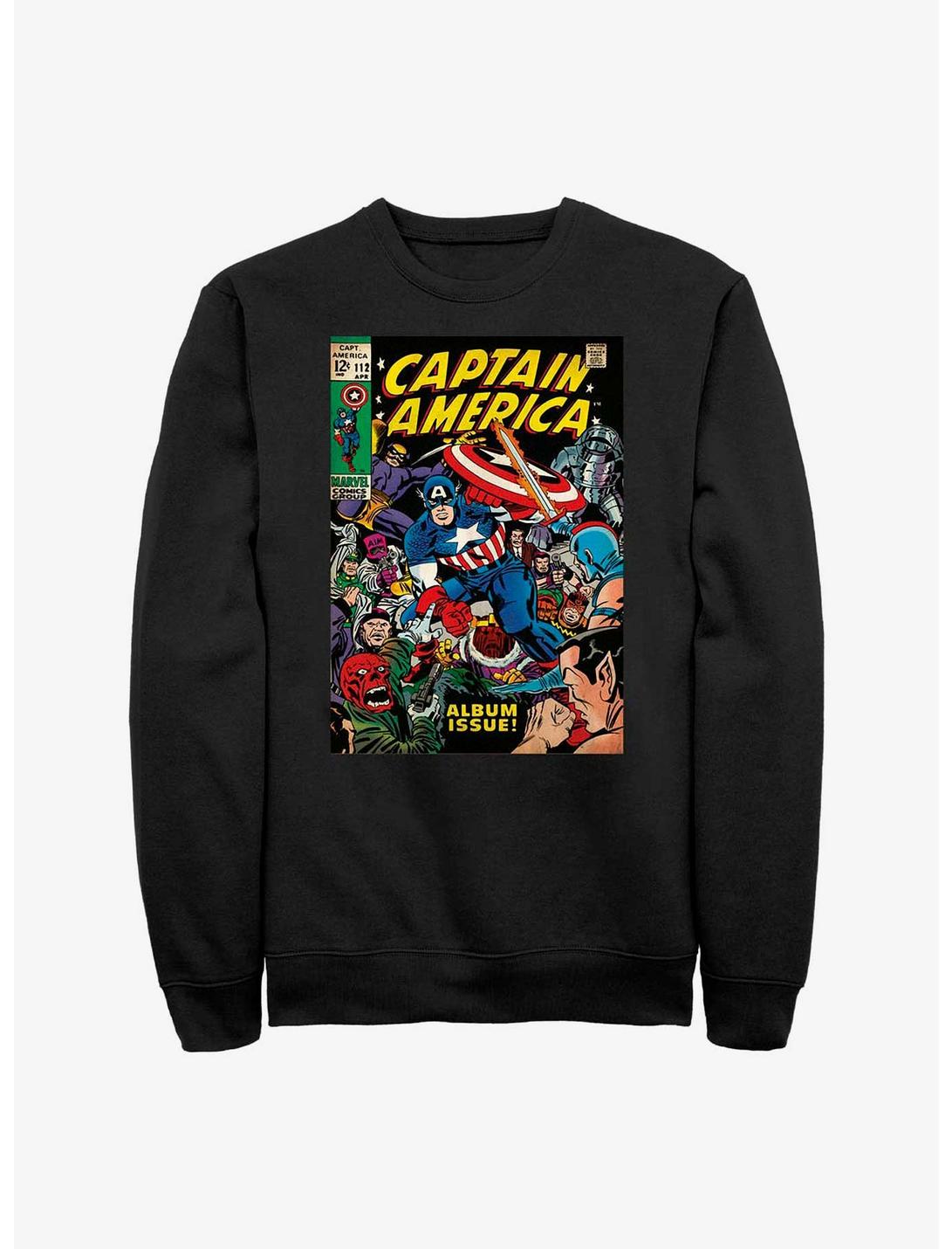 Marvel Captain America Comic Book Cover Sweatshirt, BLACK, hi-res