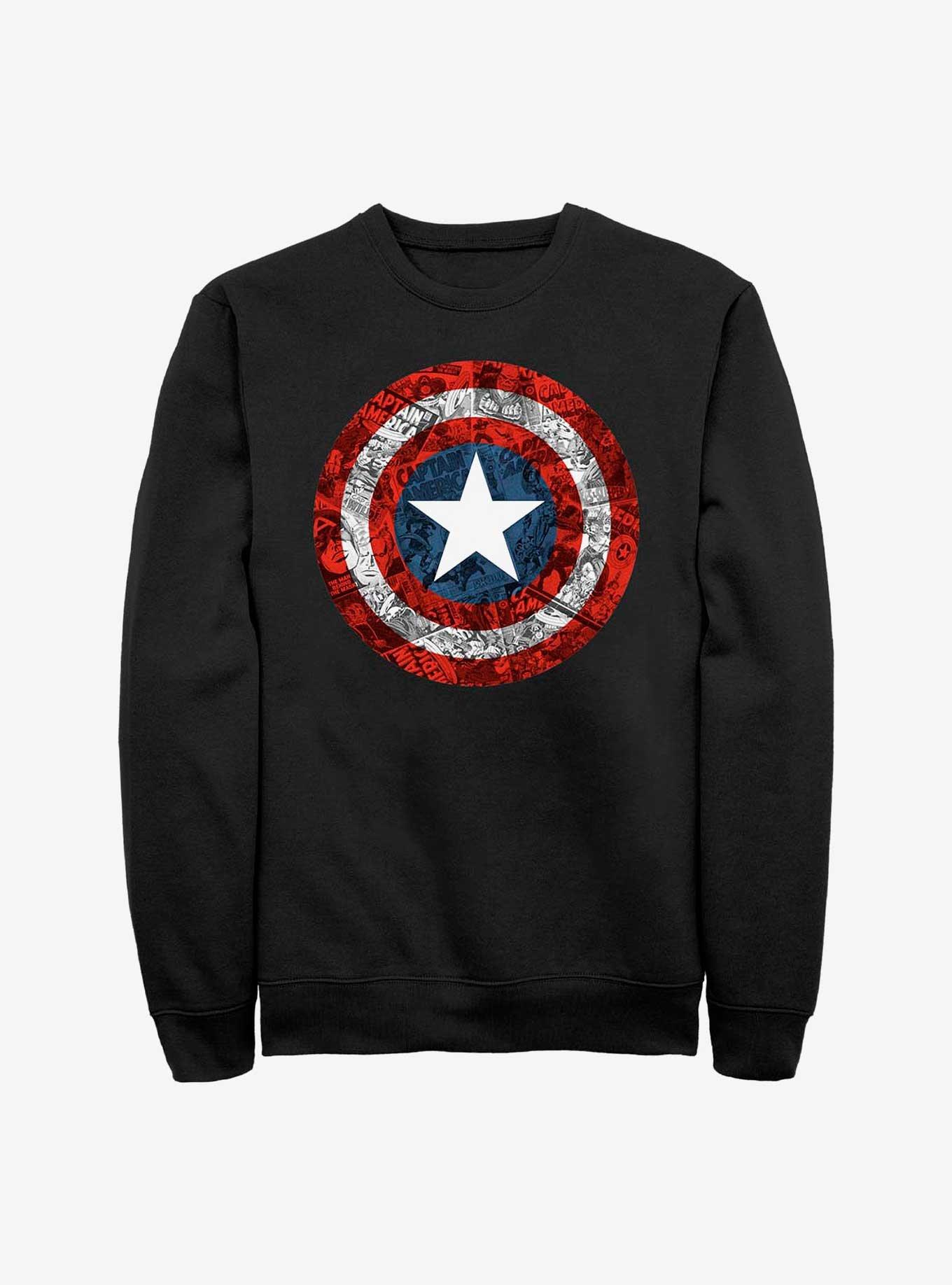 Marvel Captain America Comic Book Shield Overlay Sweatshirt, , hi-res