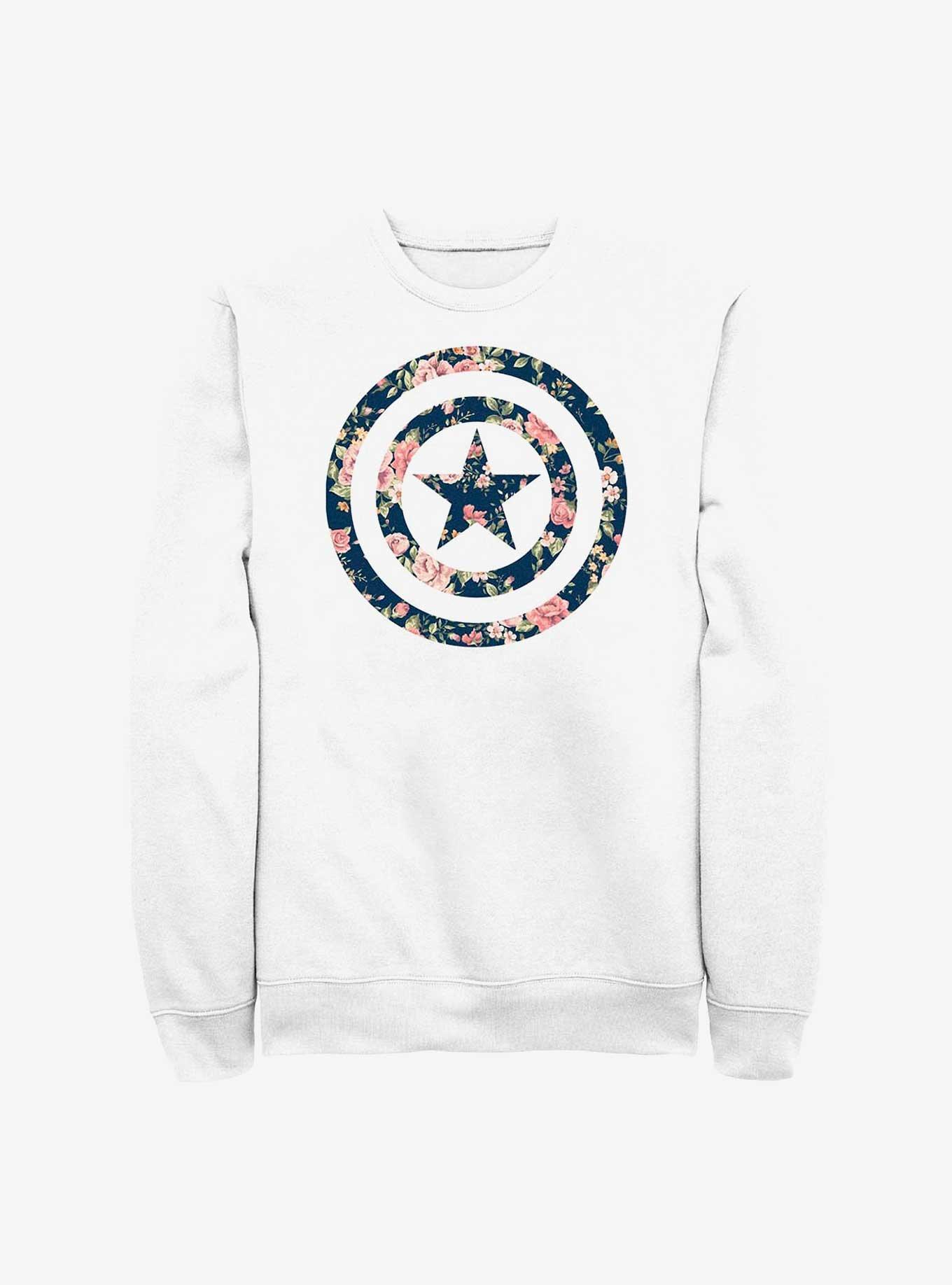 Marvel Captain America Floral Shield Sweatshirt, WHITE, hi-res