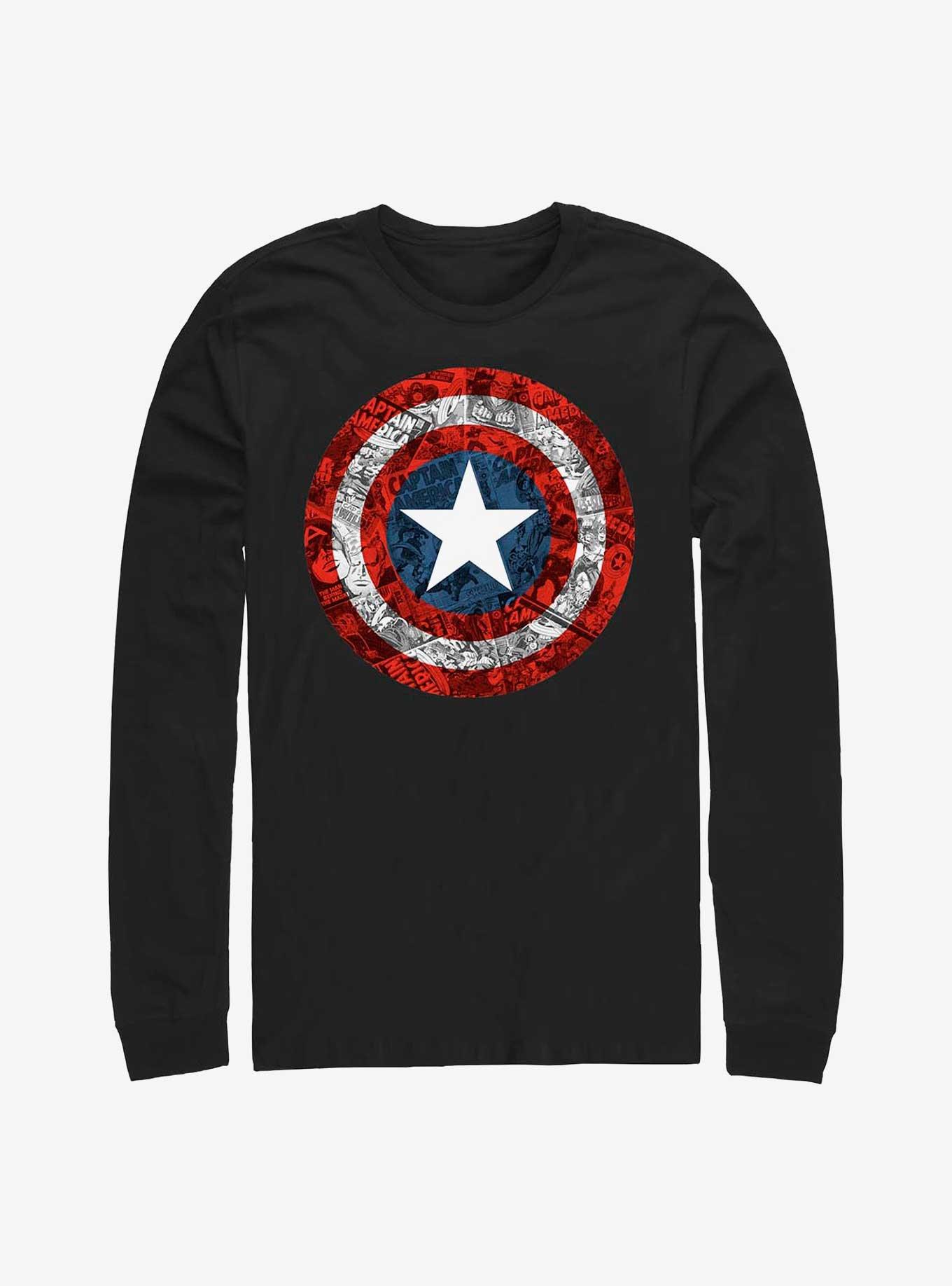 Marvel Captain America Comic Book Shield OverlayLong-Sleeve T-Shirt