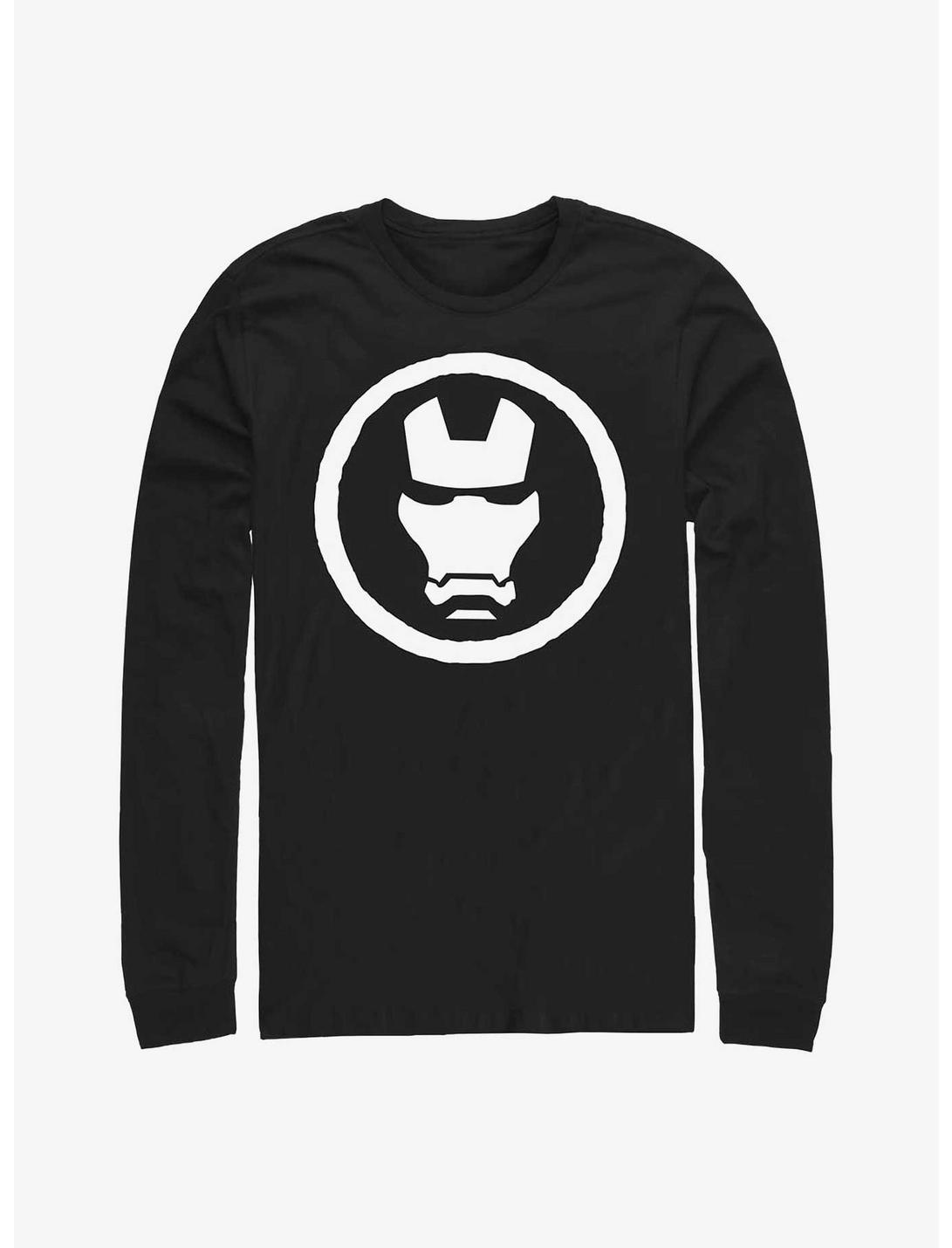 Marvel Iron Man Mask Logo Long-Sleeve T-Shirt, BLACK, hi-res