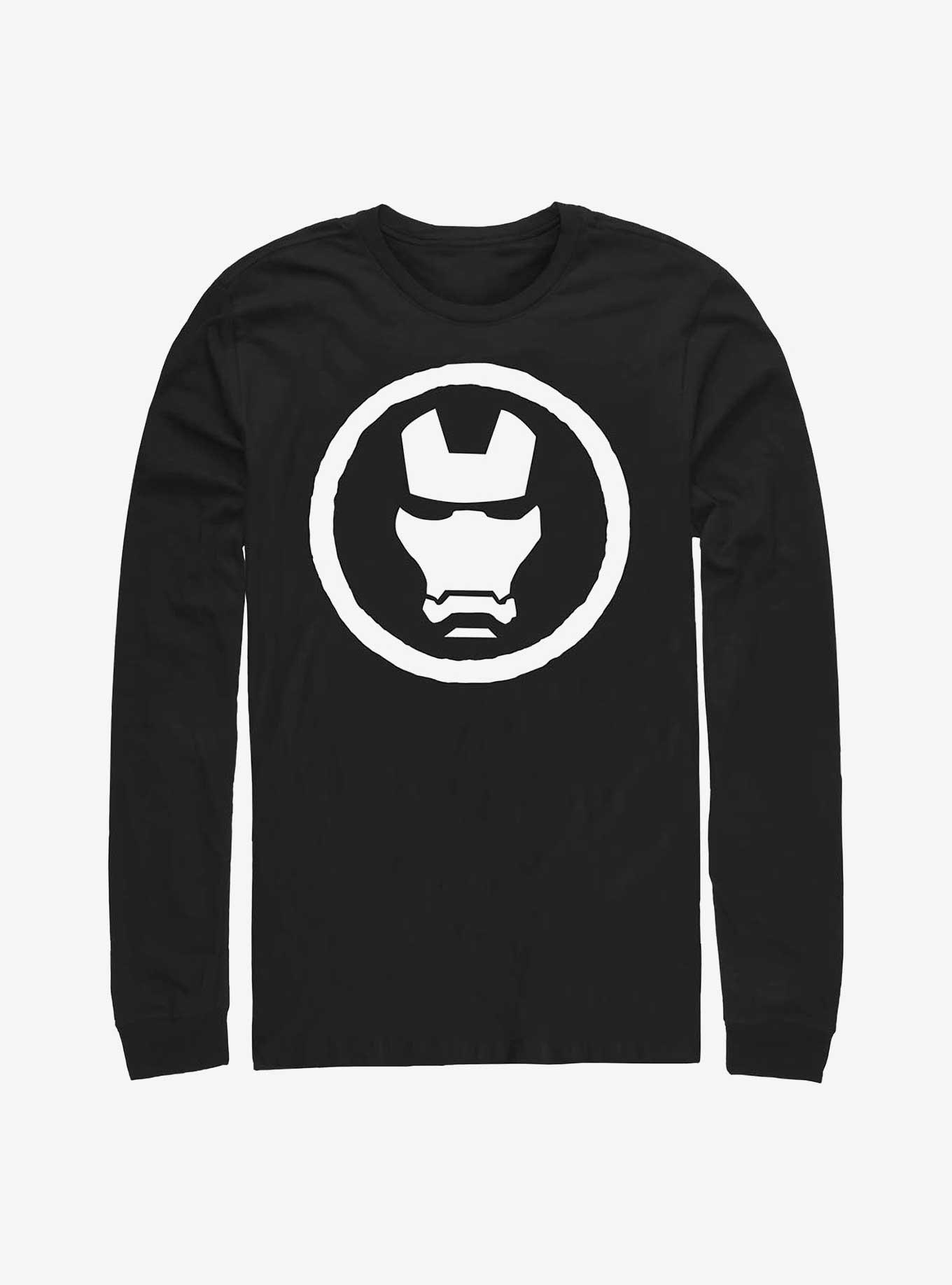 Marvel Iron Man Mask Logo Long-Sleeve T-Shirt, BLACK, hi-res