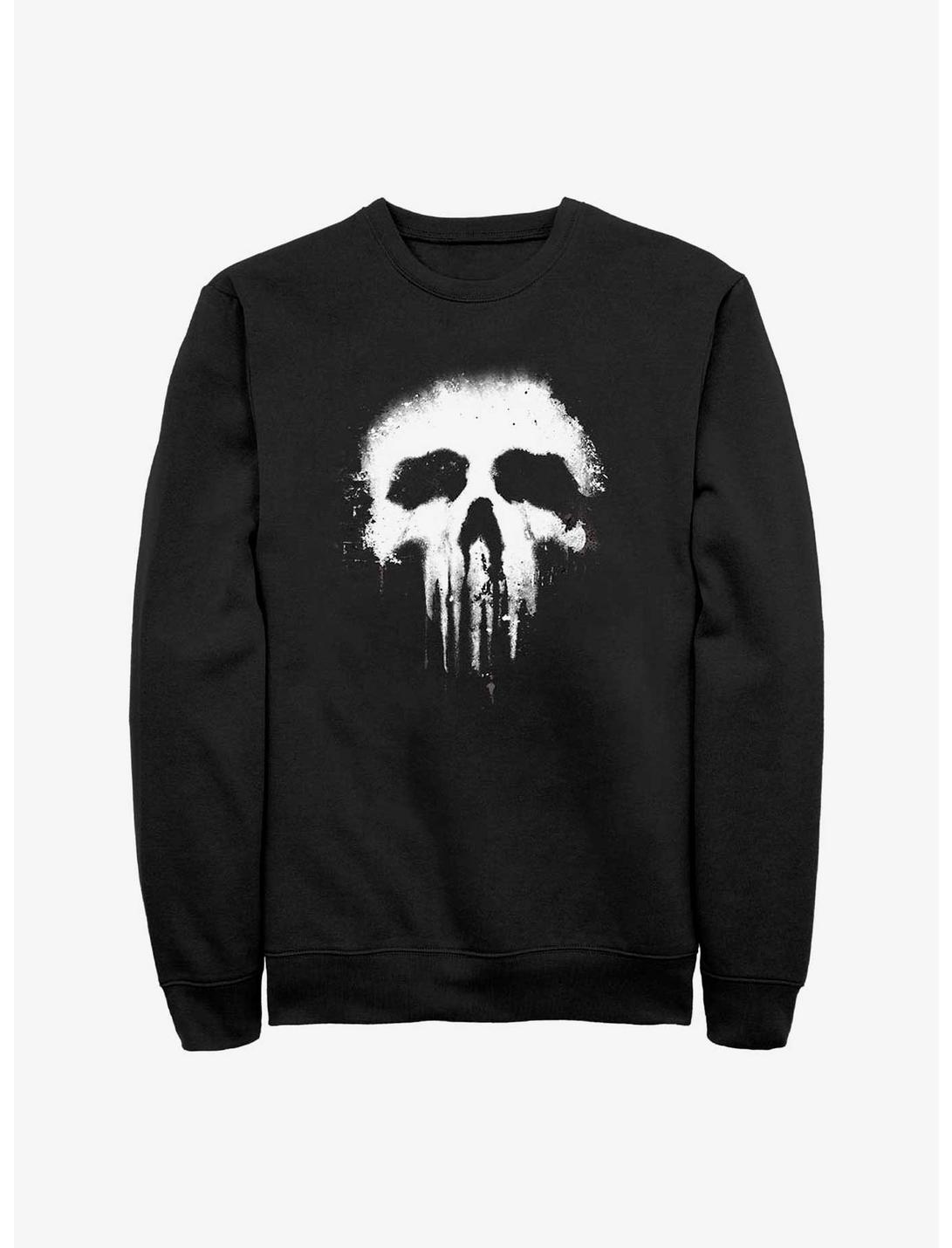 Marvel The Punisher Skull Grunge Sweatshirt, BLACK, hi-res