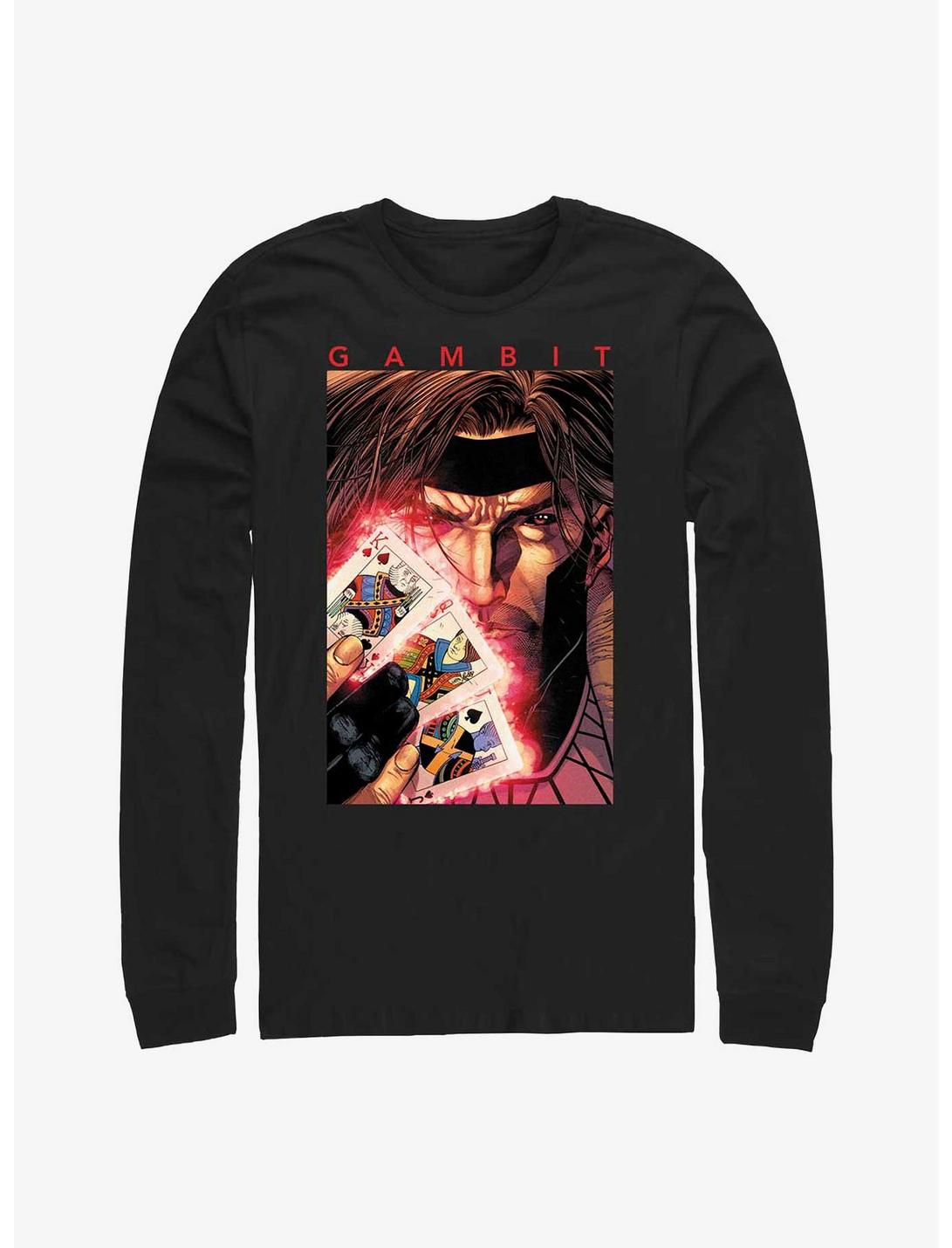 Marvel X-Men Gambit Honor Cards Long-Sleeve T-Shirt, BLACK, hi-res
