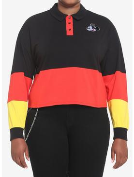 Disney Mickey Mouse Color-Block Girls Crop Long-Sleeve Polo Shirt Plus Size, , hi-res