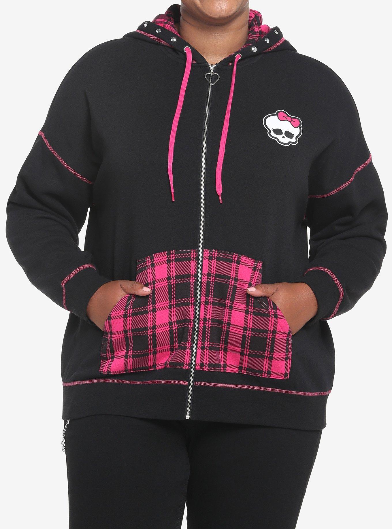 Monster High Logo Plaid Girls Hoodie Plus Size, MULTI, hi-res