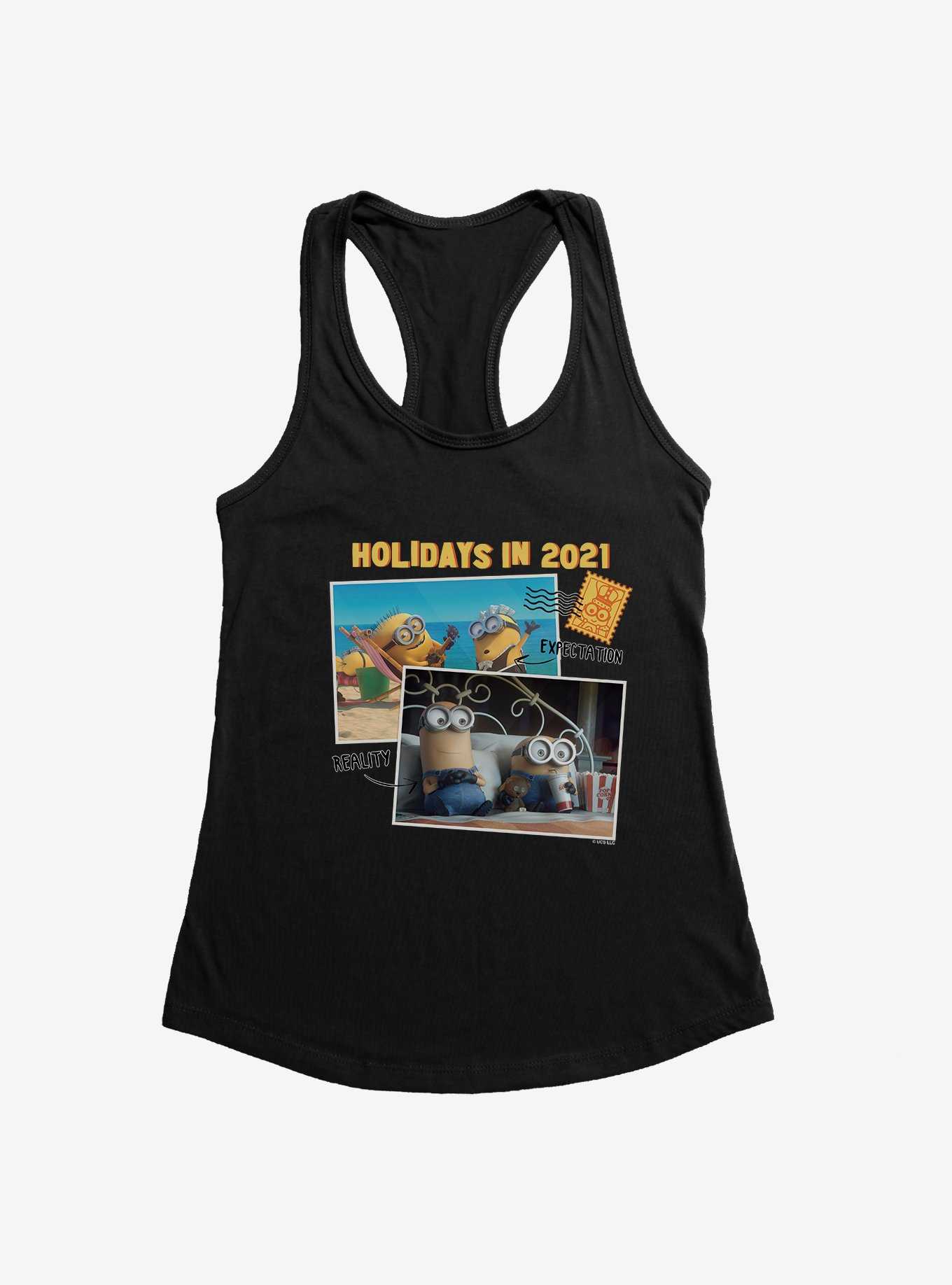 Minions Holidays In 2021 Expectation Vs Reality Womens Tank Top, , hi-res