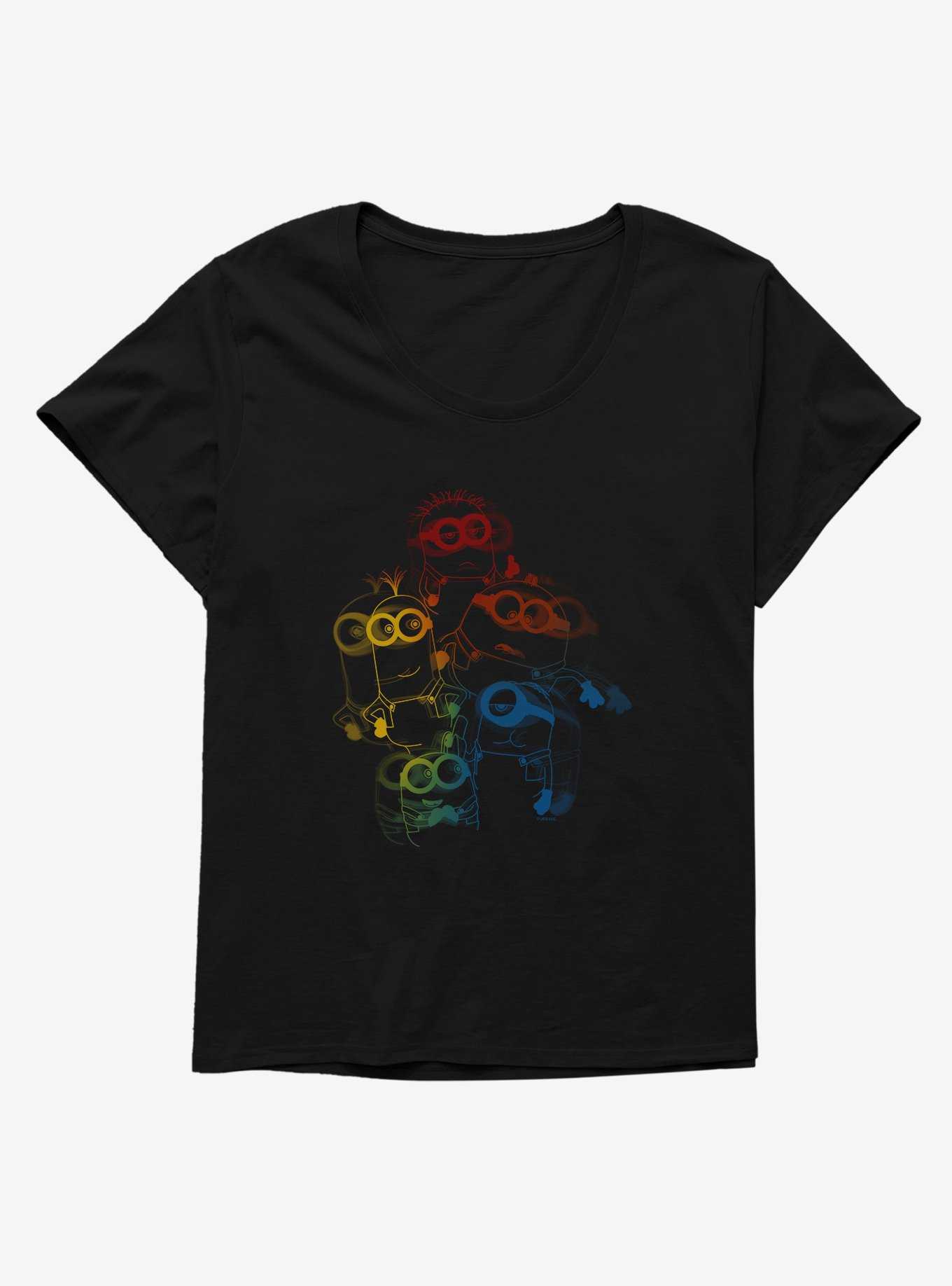 Minions Rainbow Retro 3D Art Womens T-Shirt Plus Size, , hi-res