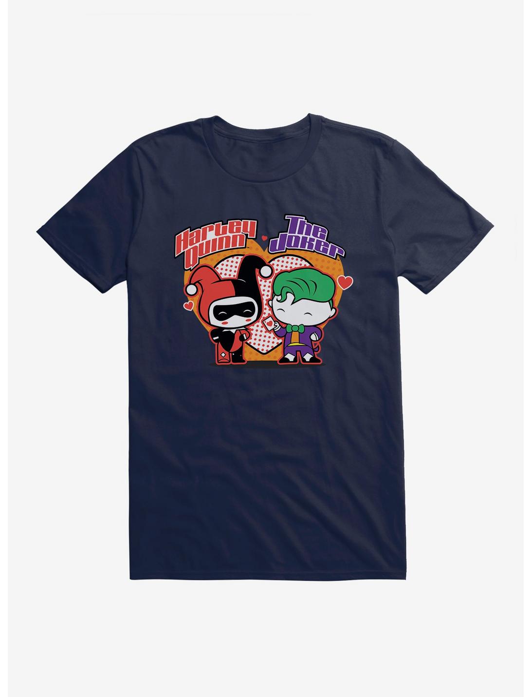 DC Comics Batman Chibi Harley Quinn And The Joker T-Shirt, MIDNIGHT NAVY, hi-res