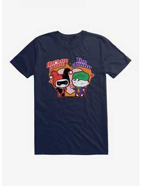 DC Comics Batman Chibi Harley Quinn And The Joker T-Shirt, MIDNIGHT NAVY, hi-res