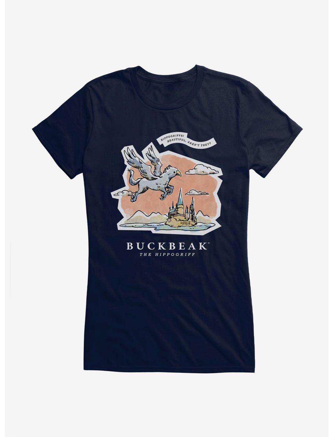 Harry Potter Watercolor Hippogriff Buckbeak Girls T-Shirt, NAVY, hi-res