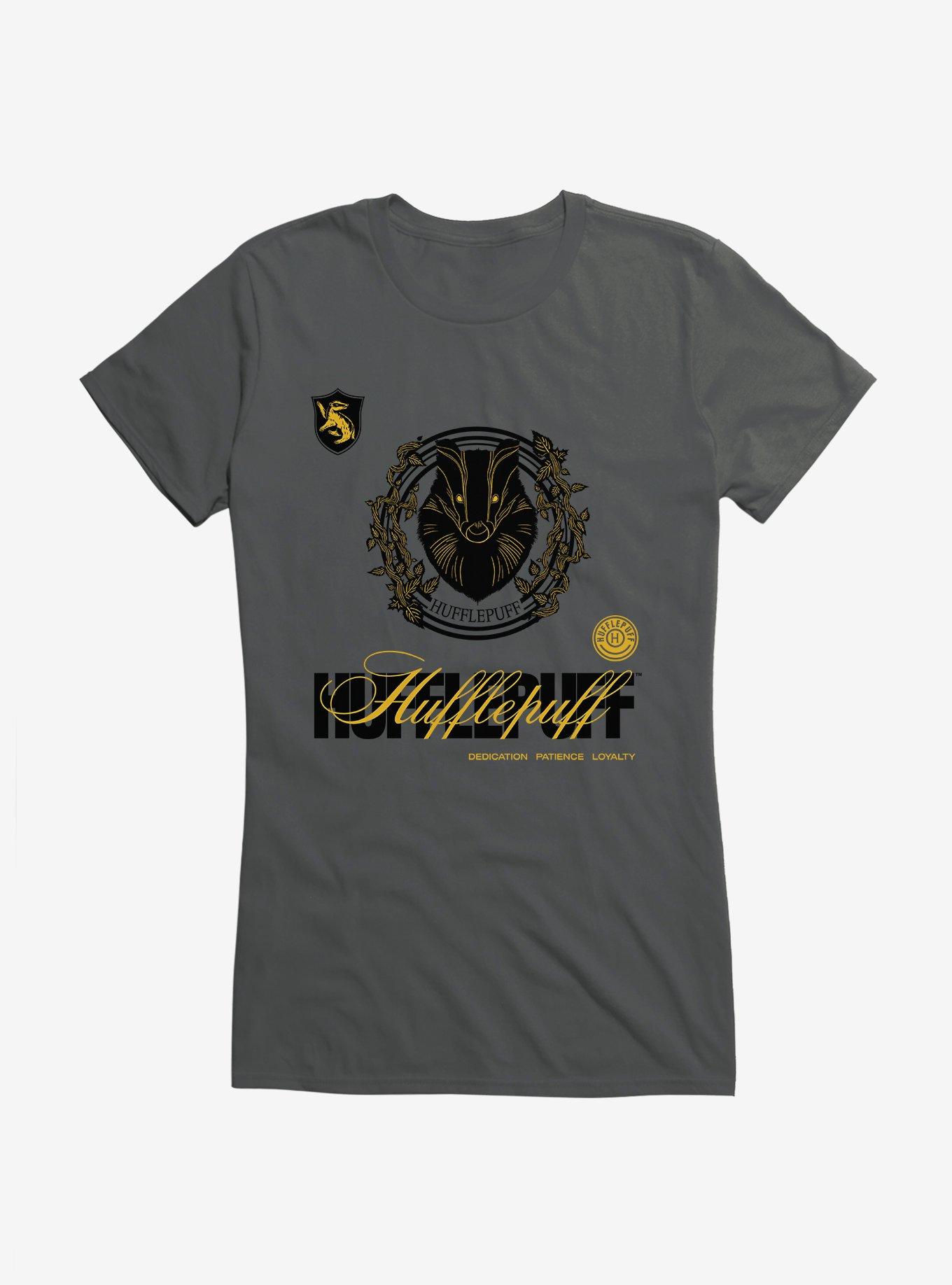 Harry Potter Hufflepuff Seal Motto Girls T-Shirt, CHARCOAL, hi-res