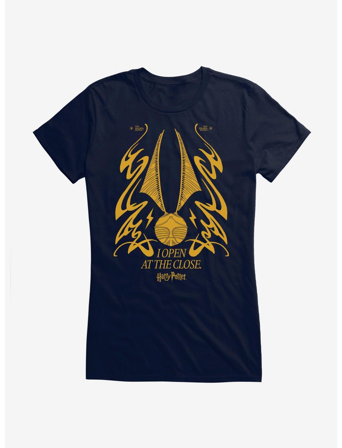 Harry Potter Snitch Open At The Close Girls T-Shirt, NAVY, hi-res