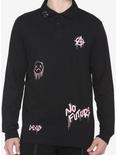 Black & Pink Punk Symbols Polo Long-Sleeve T-Shirt, PINK, hi-res