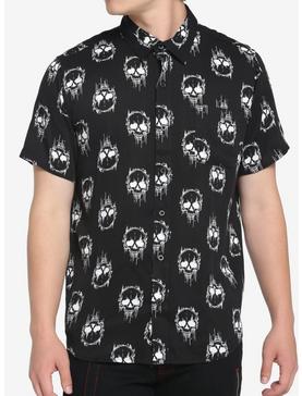 Flame Skull Woven Button-Up, , hi-res