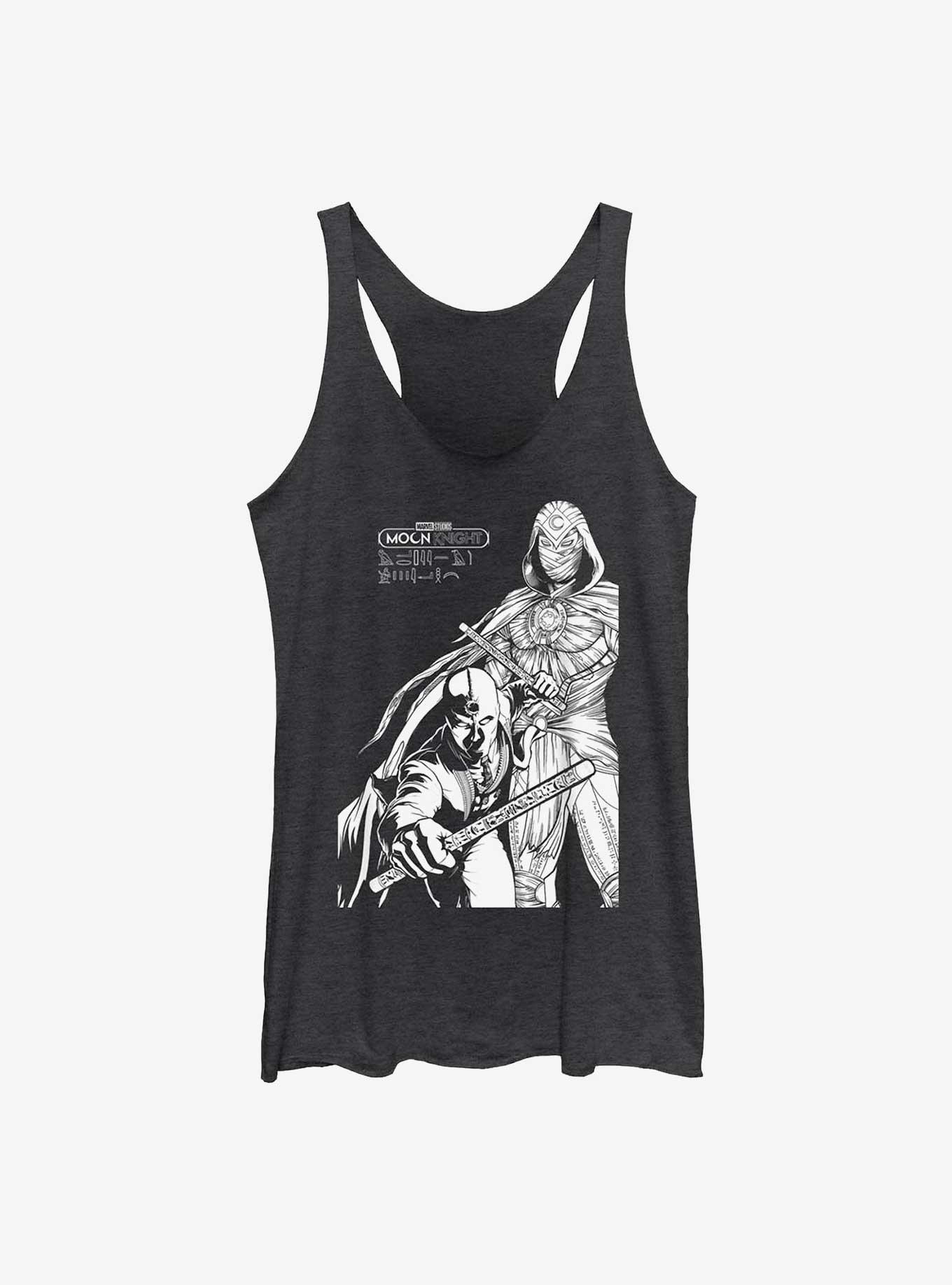 Marvel Moon Knight Mr. Knight Line Art Duo Womens Tank Top, BLK HTR, hi-res