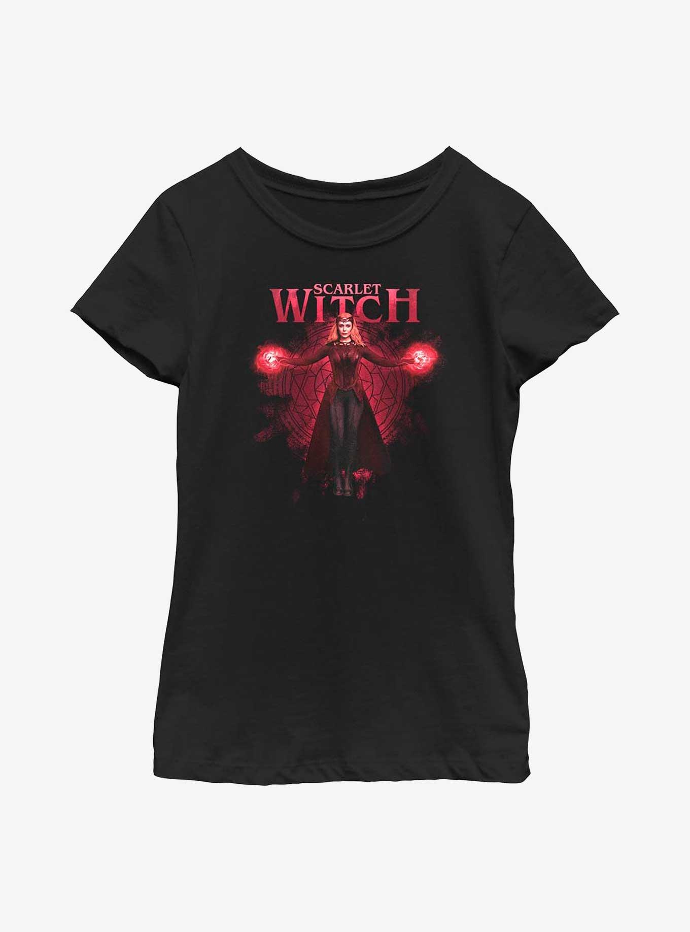 Marvel Doctor Strange In The Multiverse Of Madness Scarlet Witch Splash Youth Girls T-Shirt, BLACK, hi-res