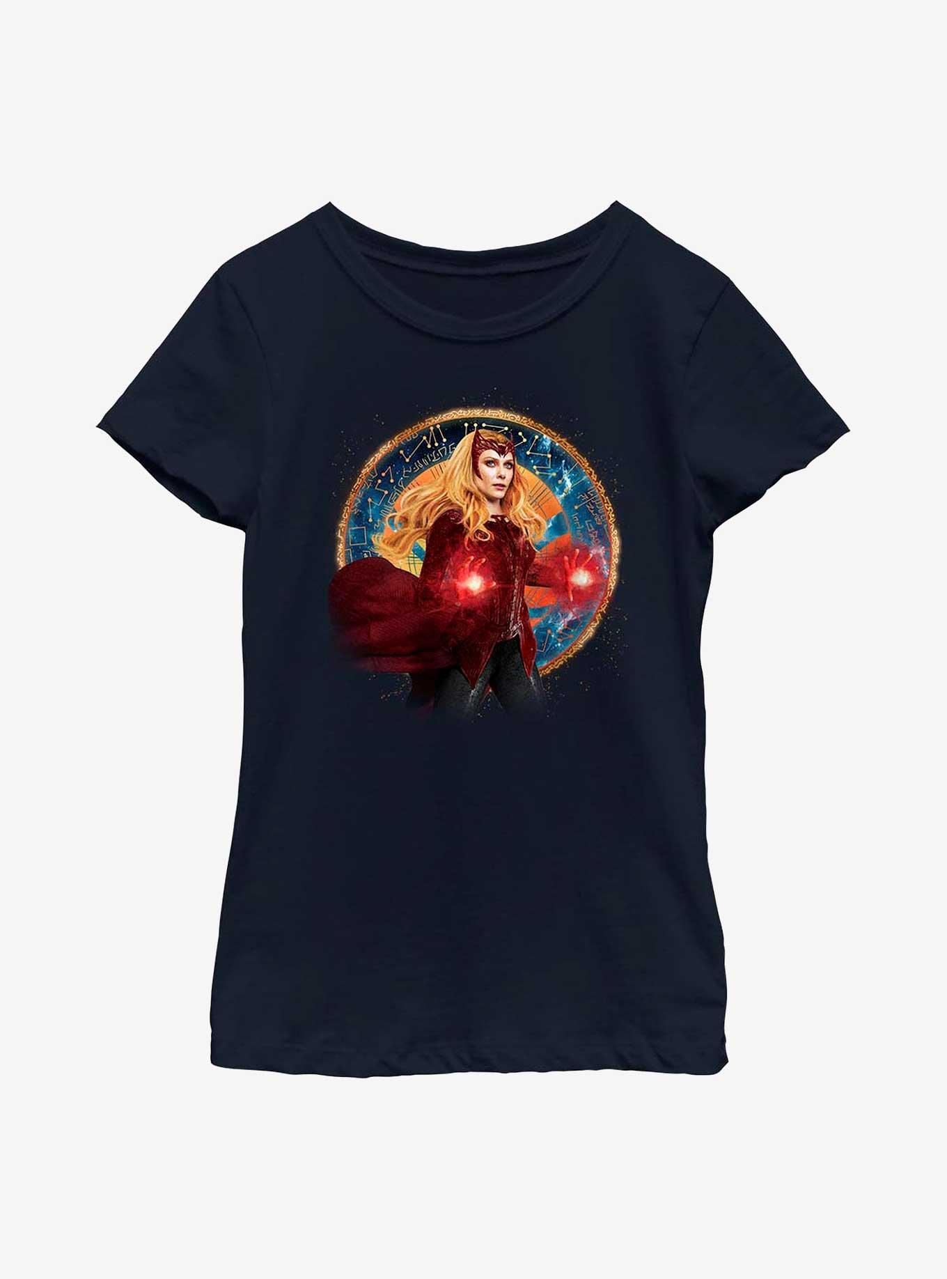 Marvel Doctor Strange In The Multiverse Of Madness Scarlet Witch Portrait Youth Girls T-Shirt, NAVY, hi-res
