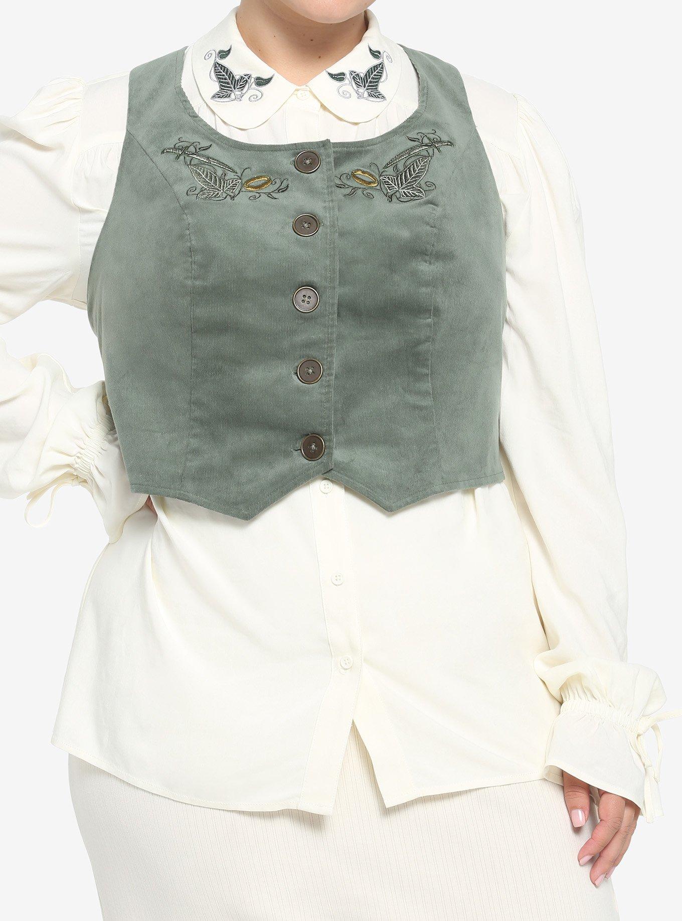 The Lord Of The Rings Embroidered Girls Button-Up Vest Plus Size, , hi-res