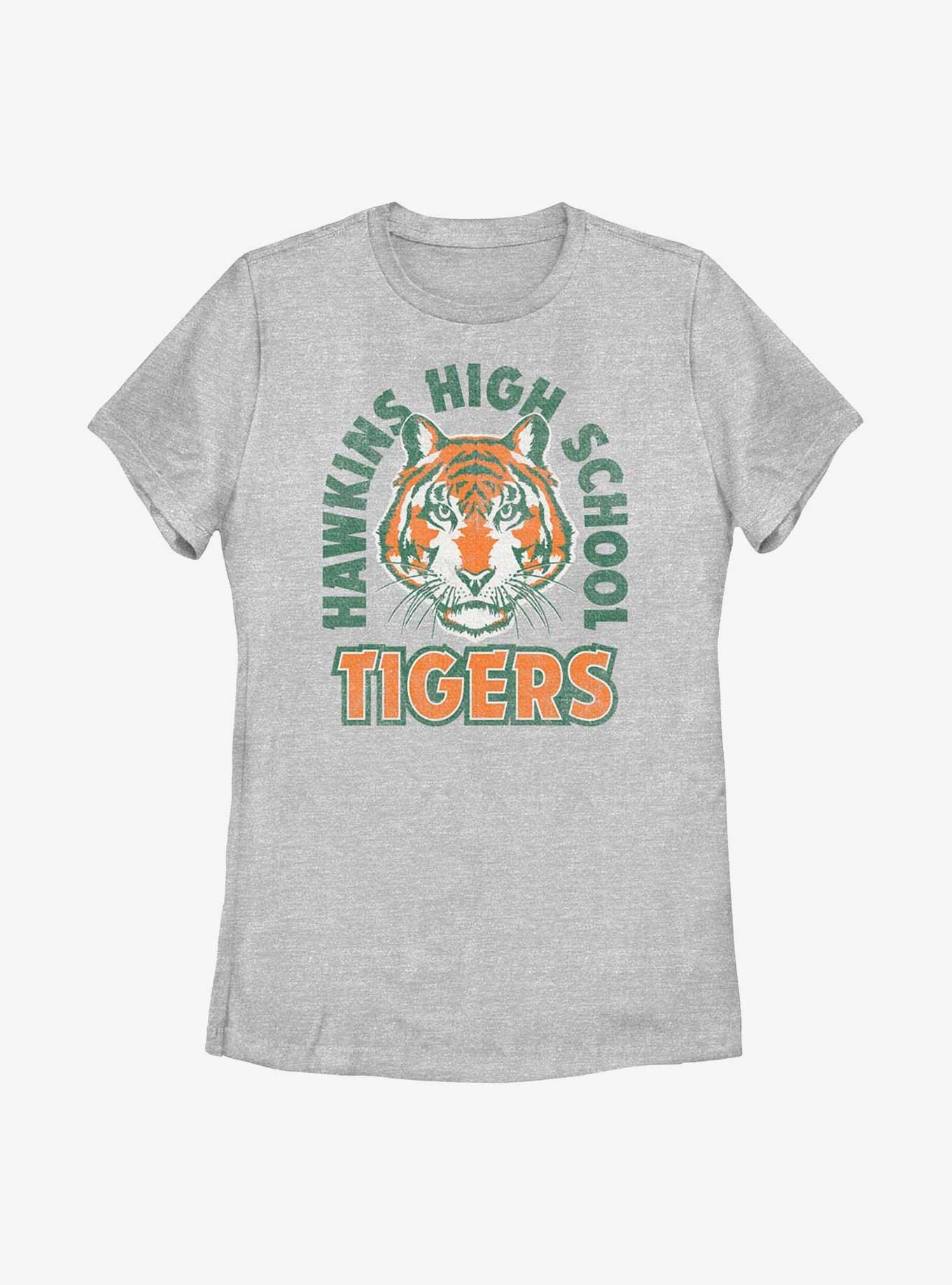 Stranger Things Hawkins High School Tigers Arch Womens T-Shirt, ATH HTR, hi-res