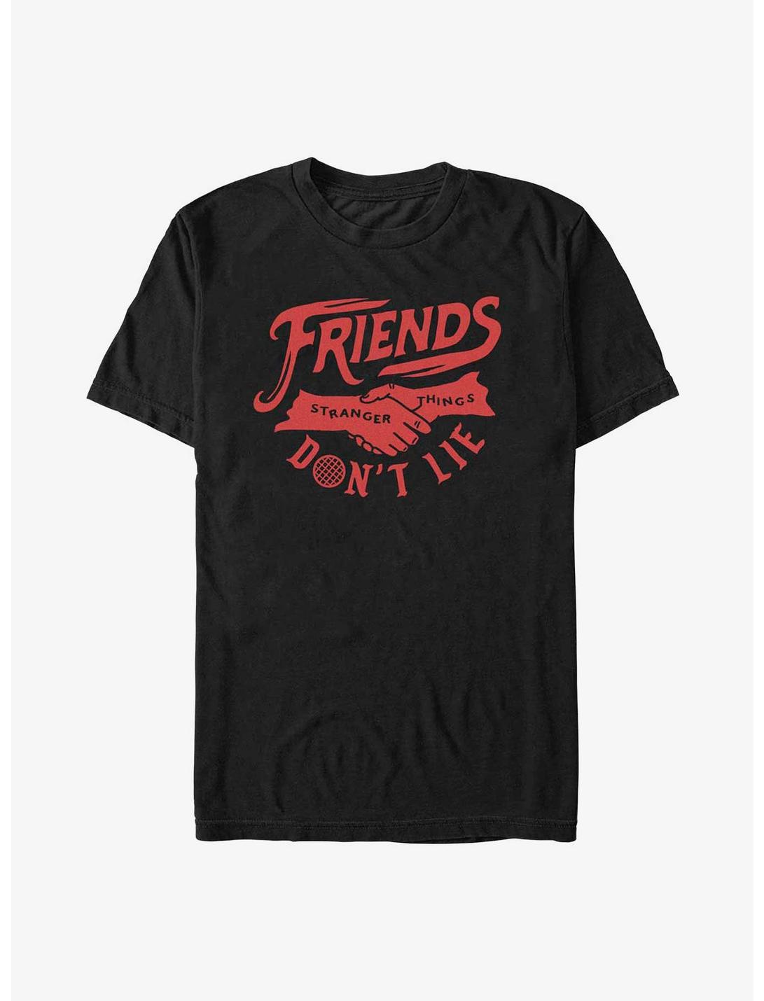 Stranger Things Friends Don't Lie T-Shirt, BLACK, hi-res