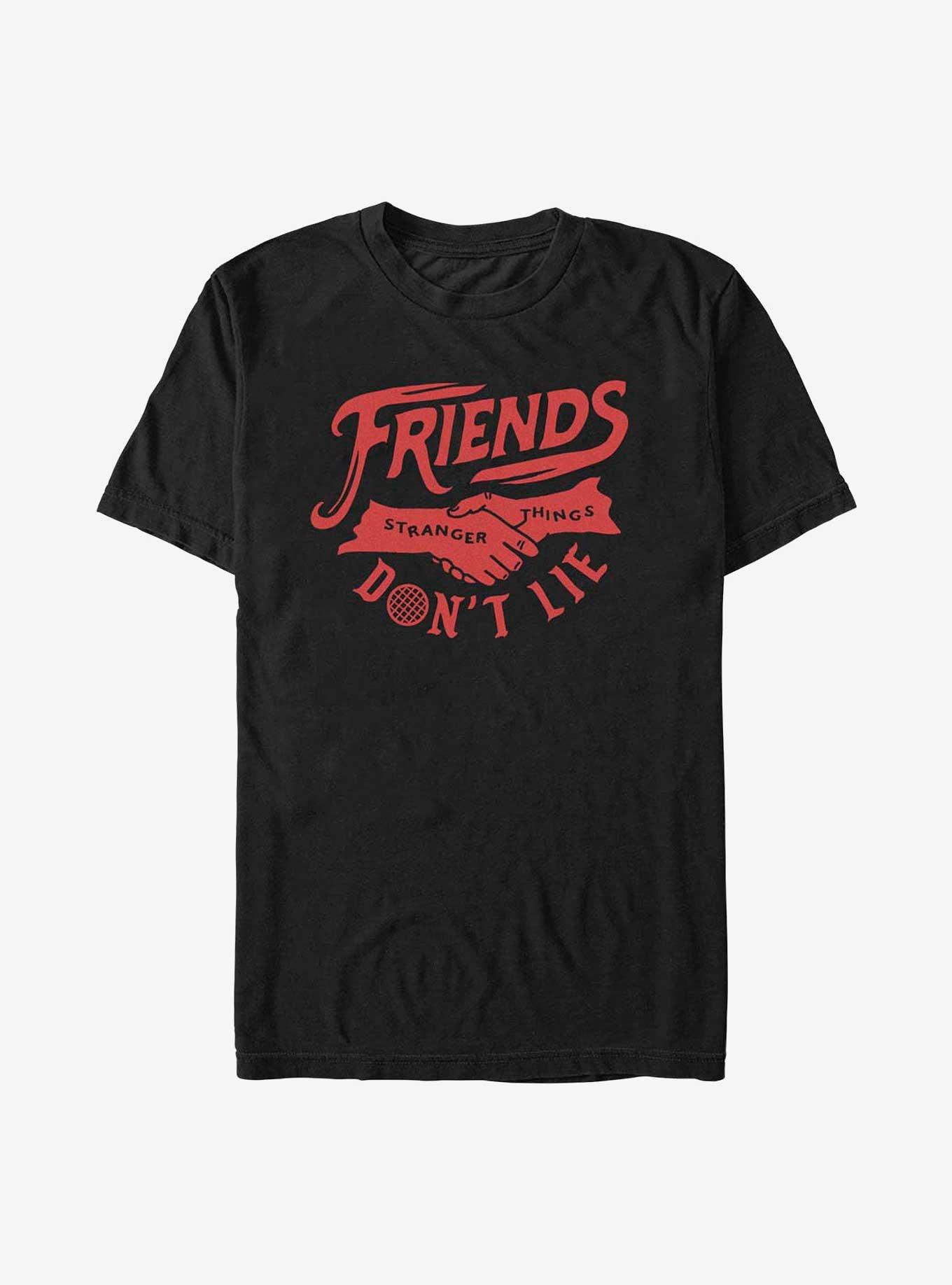 Stranger Things Friends Don't Lie T-Shirt, BLACK, hi-res