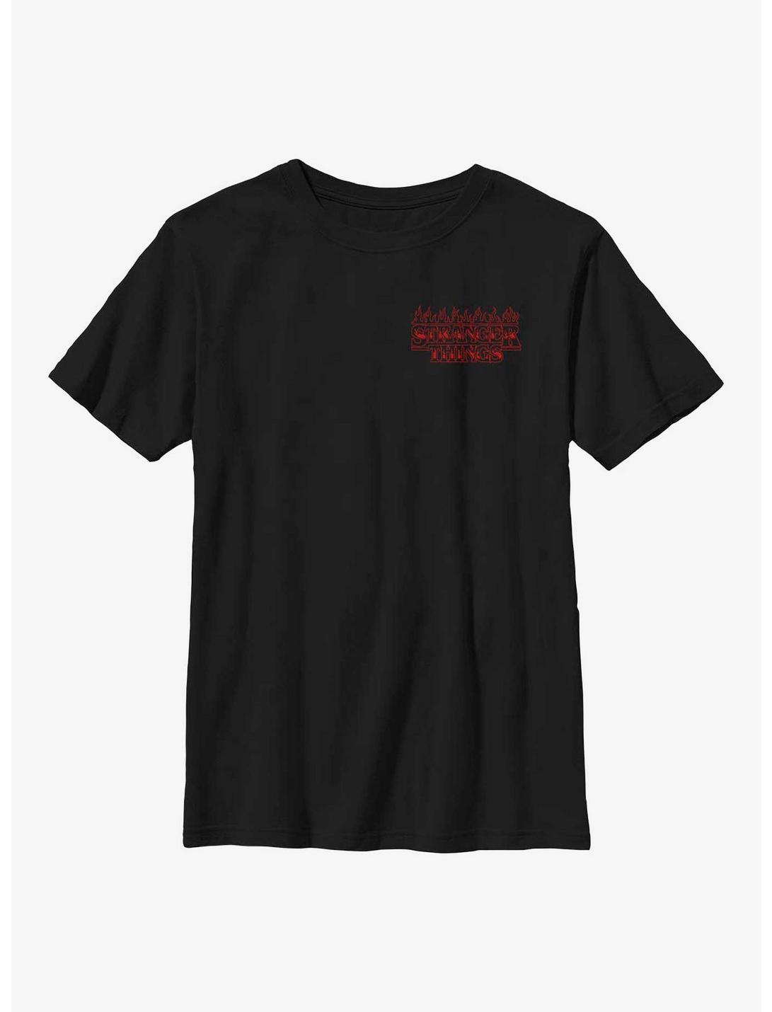 Stranger Things Fire Corner Logo Youth T-Shirt, BLACK, hi-res