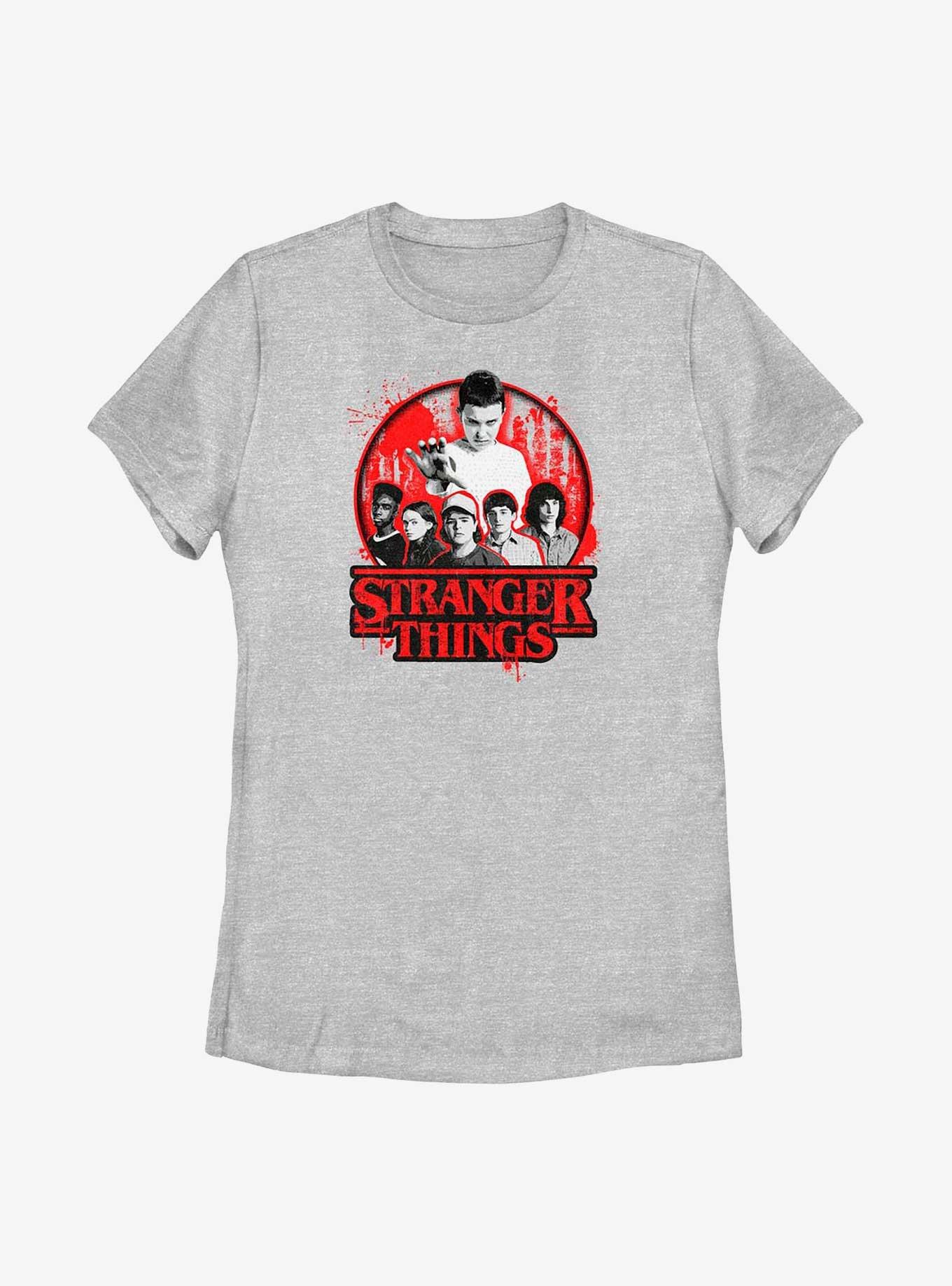 Stranger Things Characters Badge Womens T-Shirt, ATH HTR, hi-res