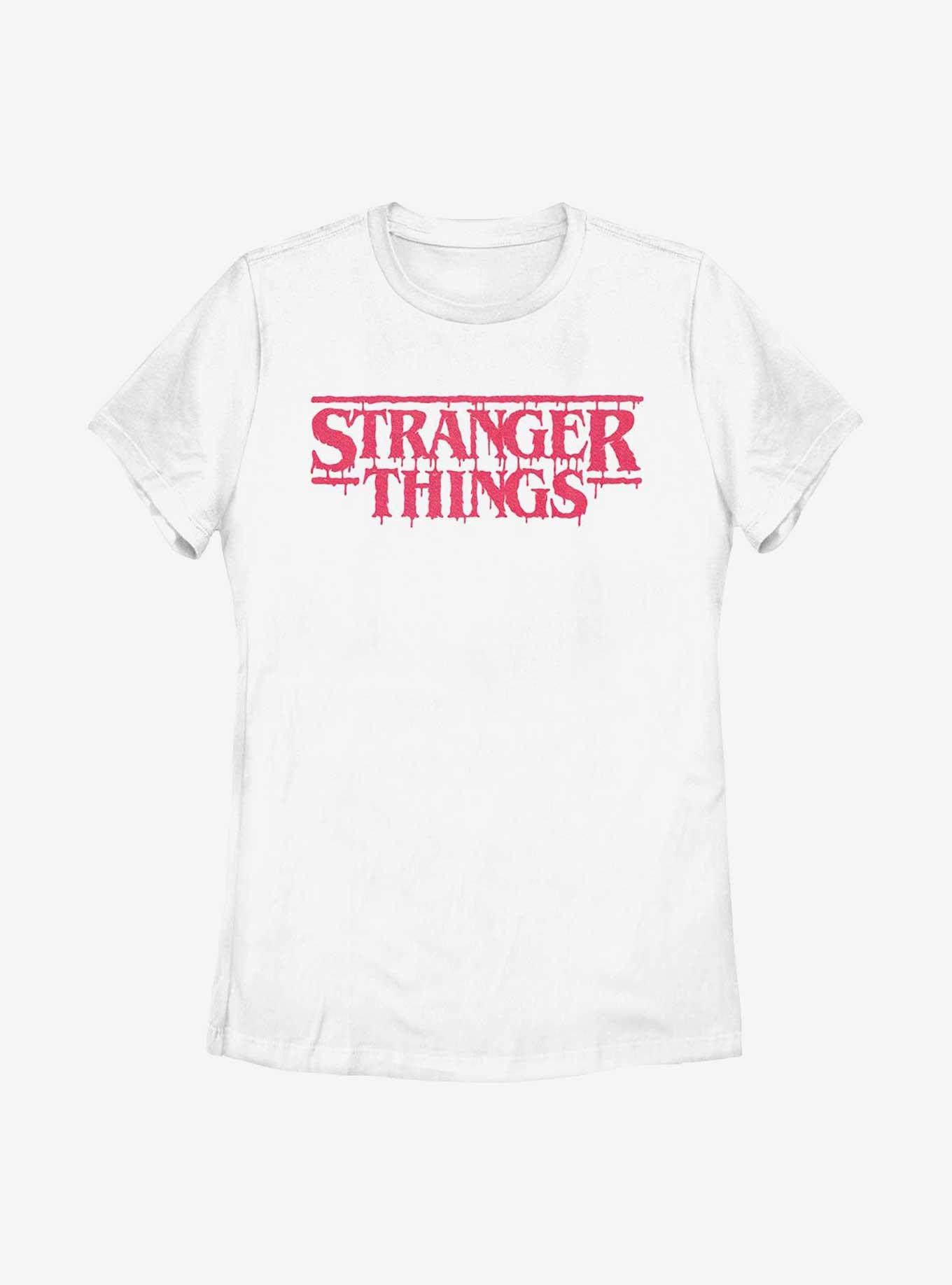 Stranger Things Halftone Drip Logo Womens T-Shirt, WHITE, hi-res