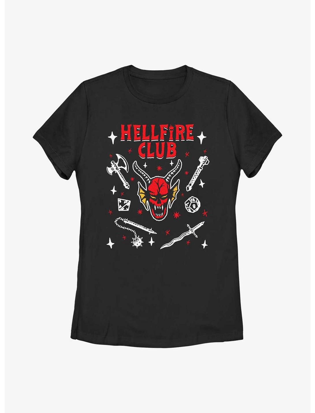 Stranger Things Textbook Hellfire Club Womens T-Shirt, BLACK, hi-res