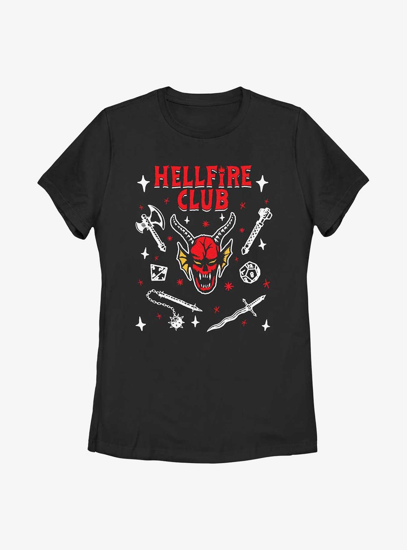 Stranger Things Textbook Hellfire Club Womens T-Shirt, BLACK, hi-res