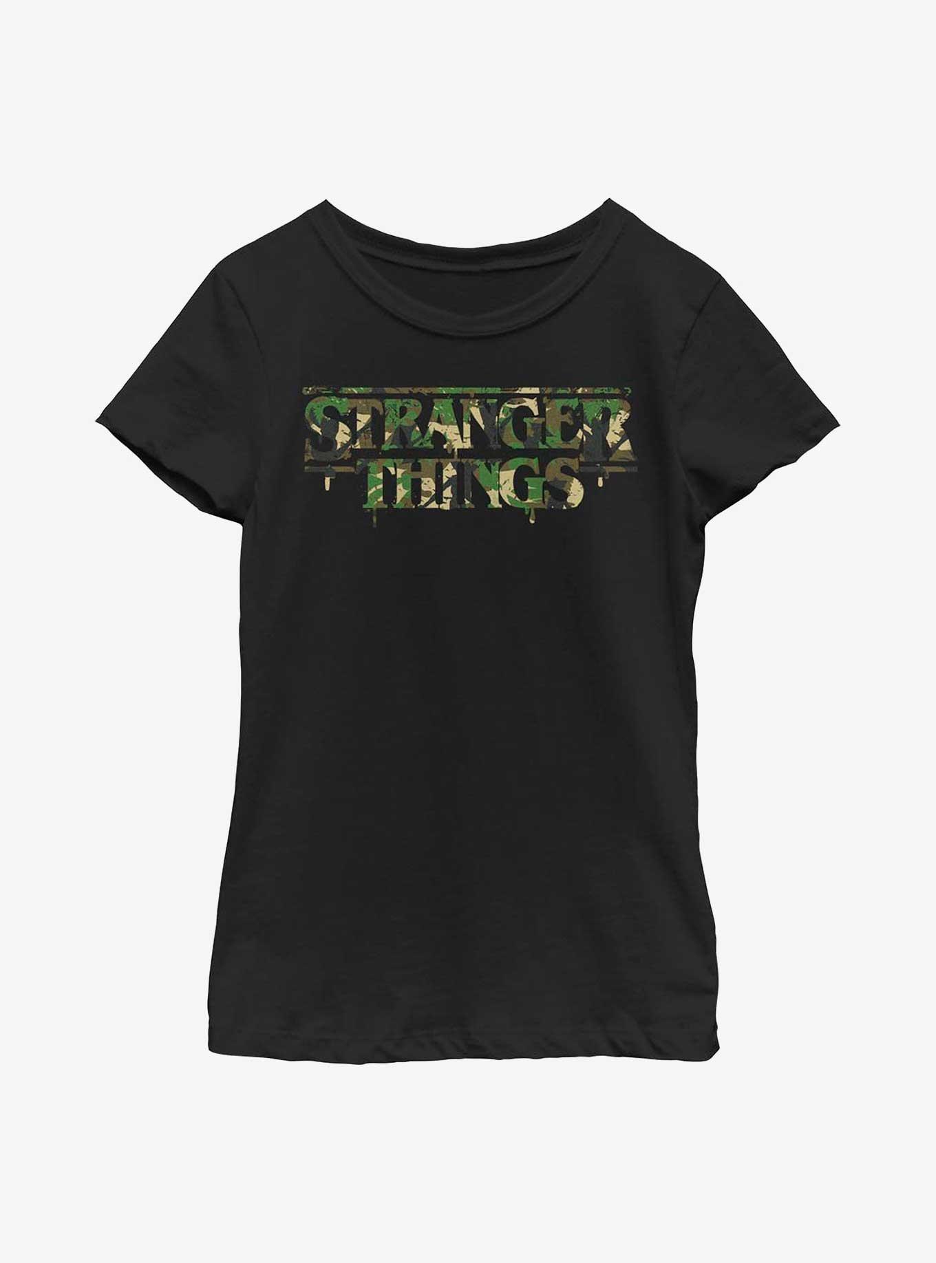 Stranger Things Camo Logo Youth Girls T-Shirt, , hi-res