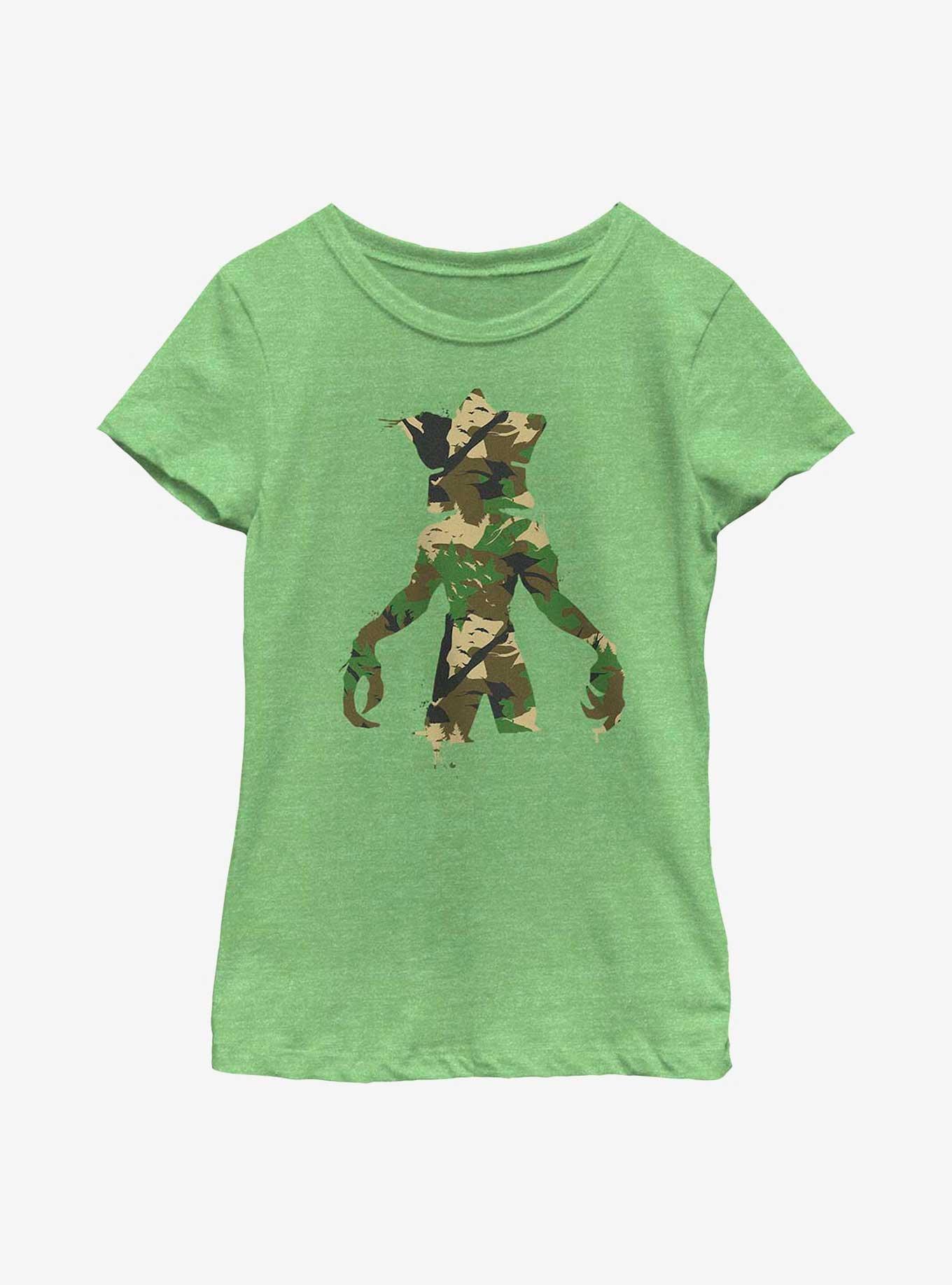 Stranger Things Camo Demogorgon Youth Girls T-Shirt, GRN APPLE, hi-res