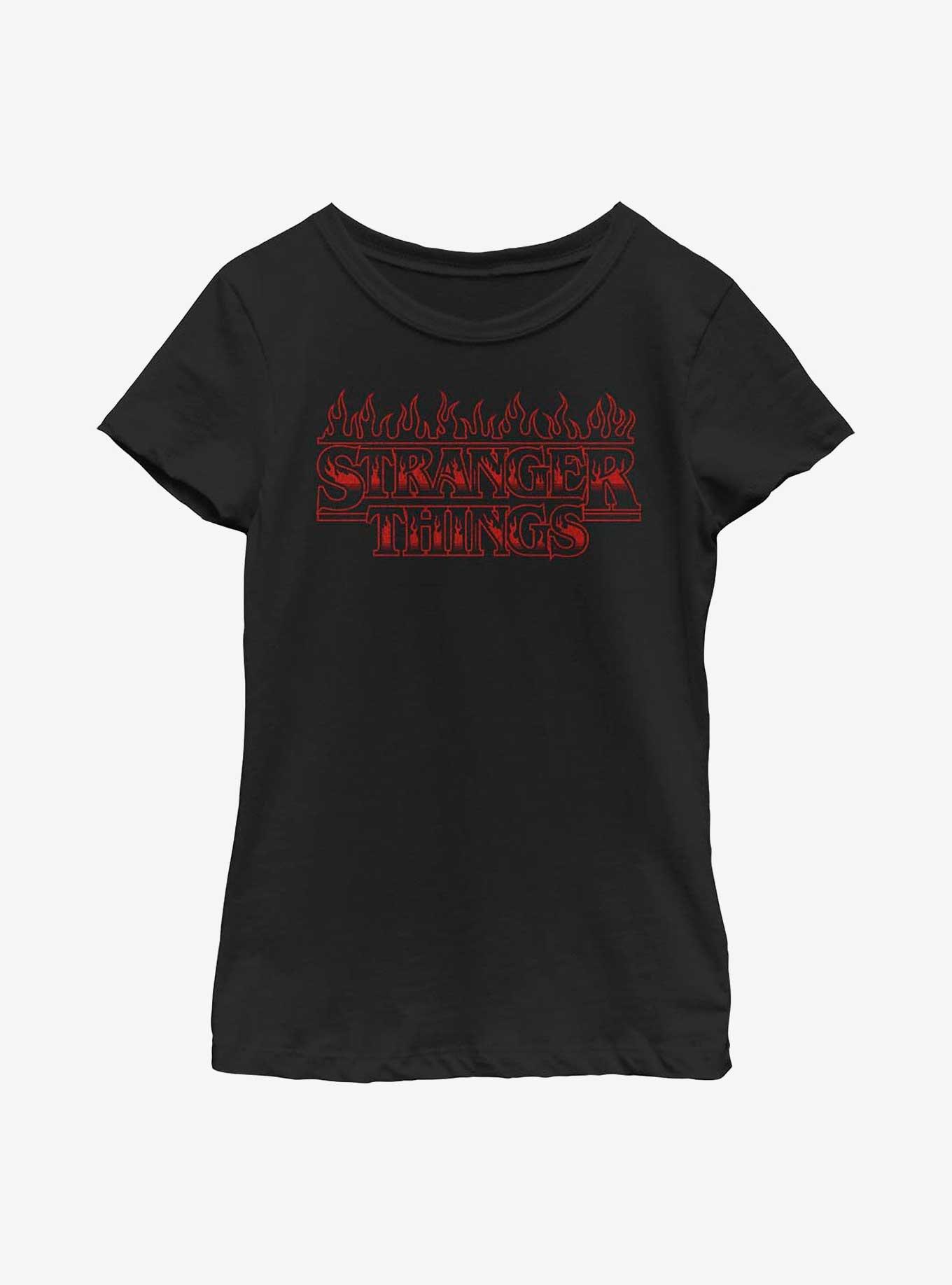 Stranger Things Redfire Logo Youth Girls T-Shirt, BLACK, hi-res