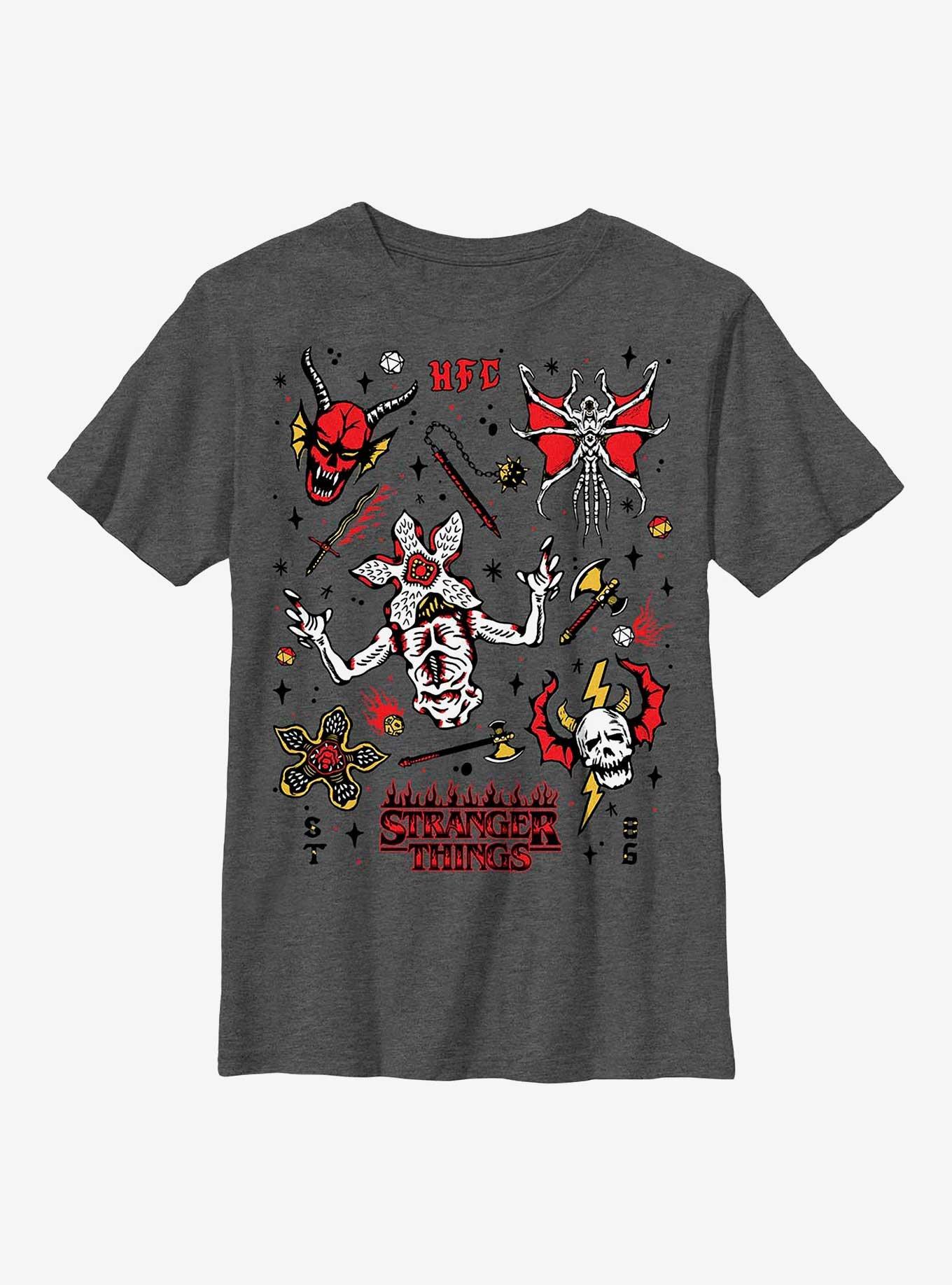 Stranger Things Flash Sheet Youth T-Shirt, CHAR HTR, hi-res