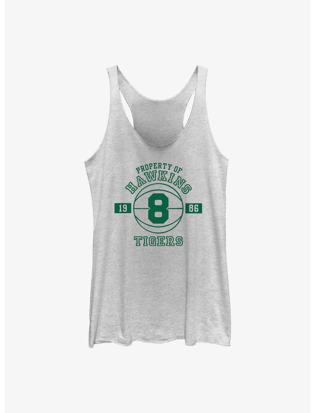 Stranger Things Property Of Hawkins Tigers Womens Tank Top, WHITE HTR, hi-res