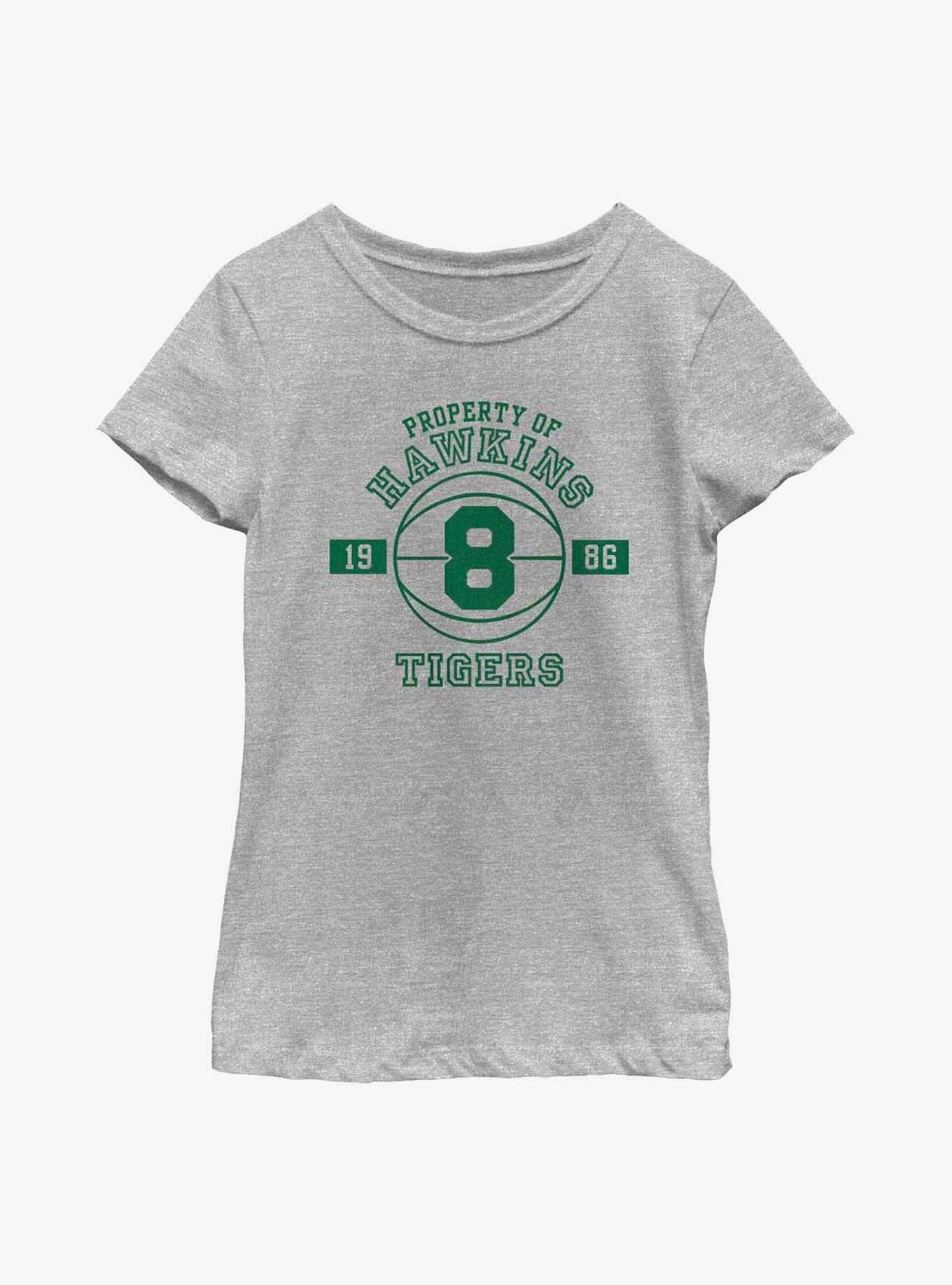 Stranger Things Property Of Hawkins Tigers Youth Girls T-Shirt, ATH HTR, hi-res