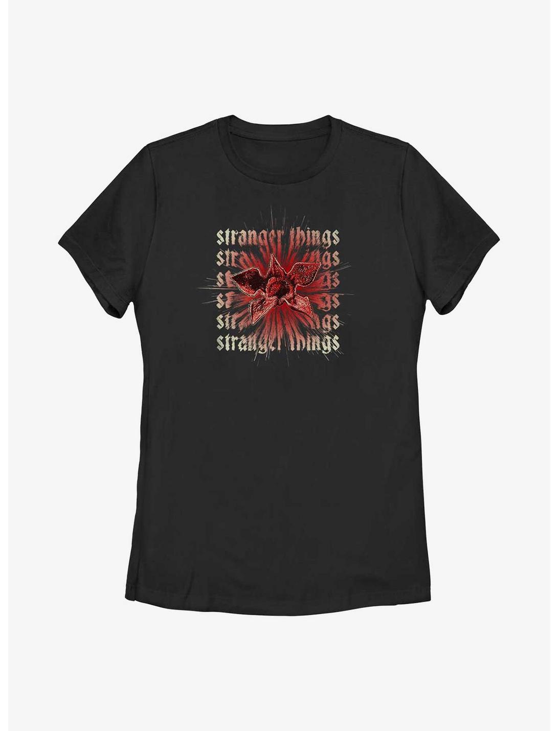Stranger Things Demogorgon Text Stack Womens T-Shirt, BLACK, hi-res