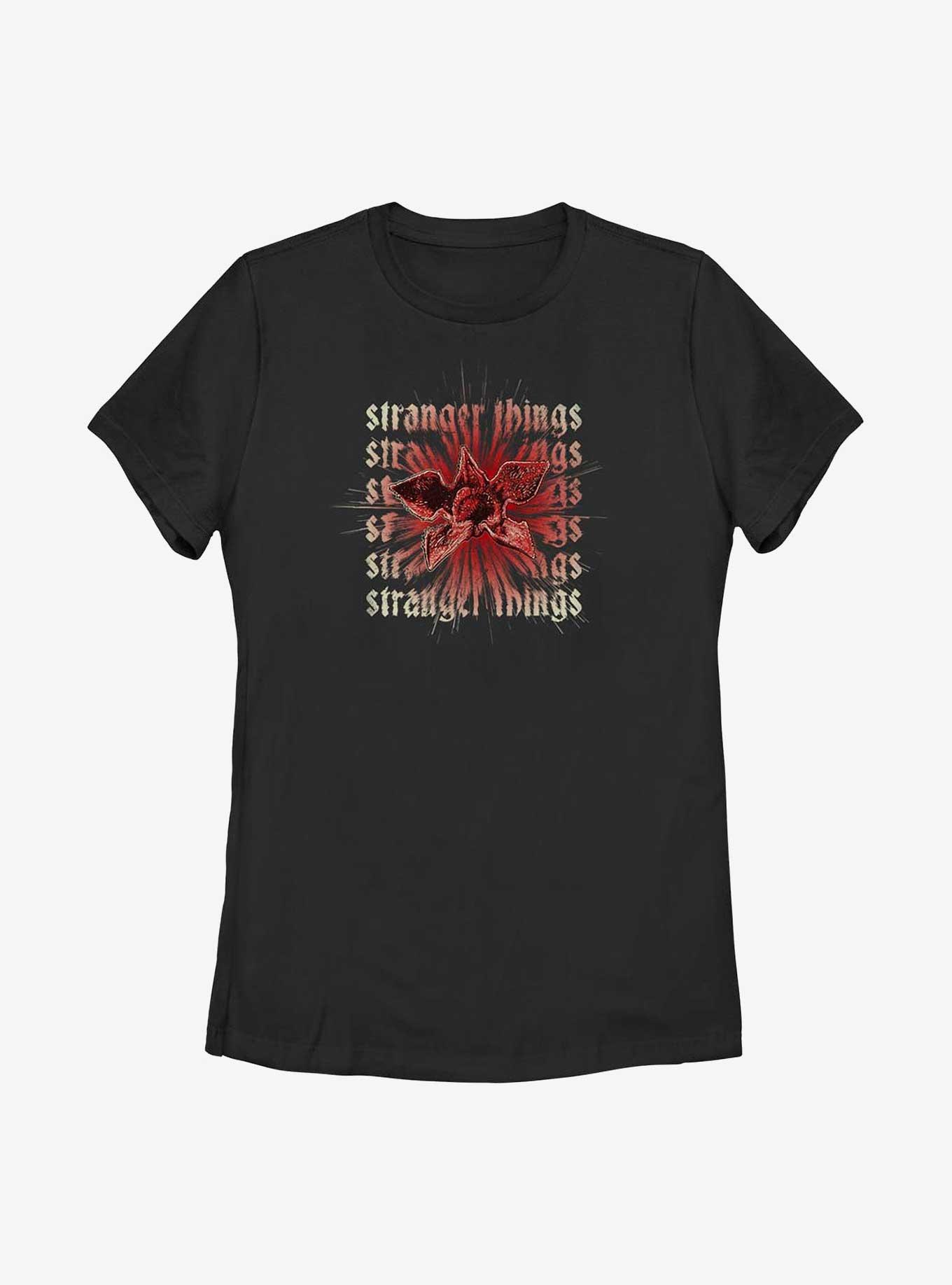 Stranger Things Demogorgon Text Stack Womens T-Shirt, BLACK, hi-res