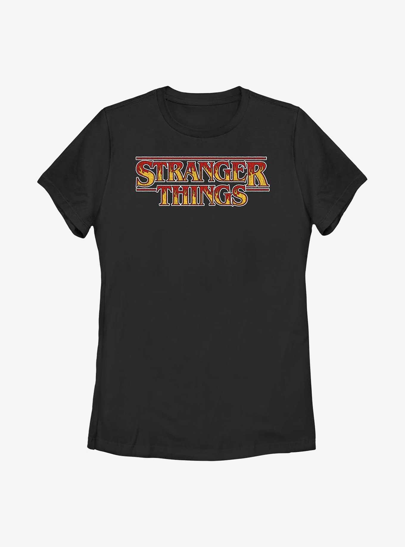 Stranger Things Flames Logo Womens T-Shirt, BLACK, hi-res